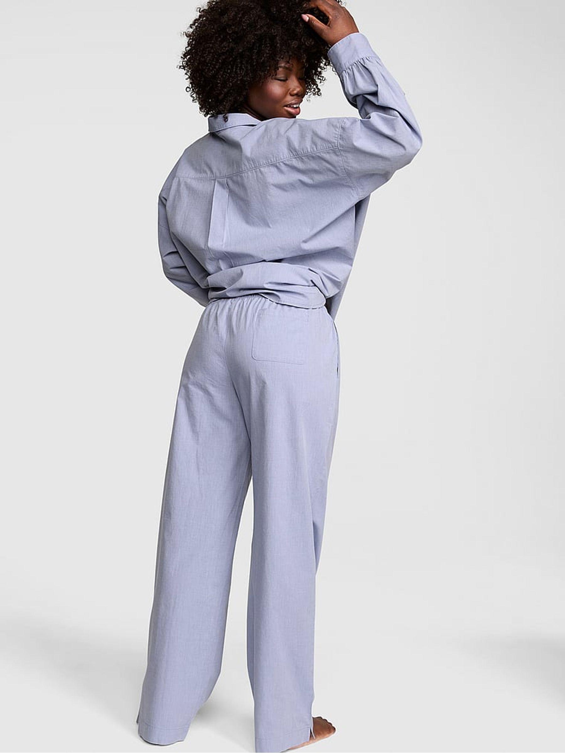 Chambray Blue Long Split Leg Pyjama Bottoms - Image 2 of 2