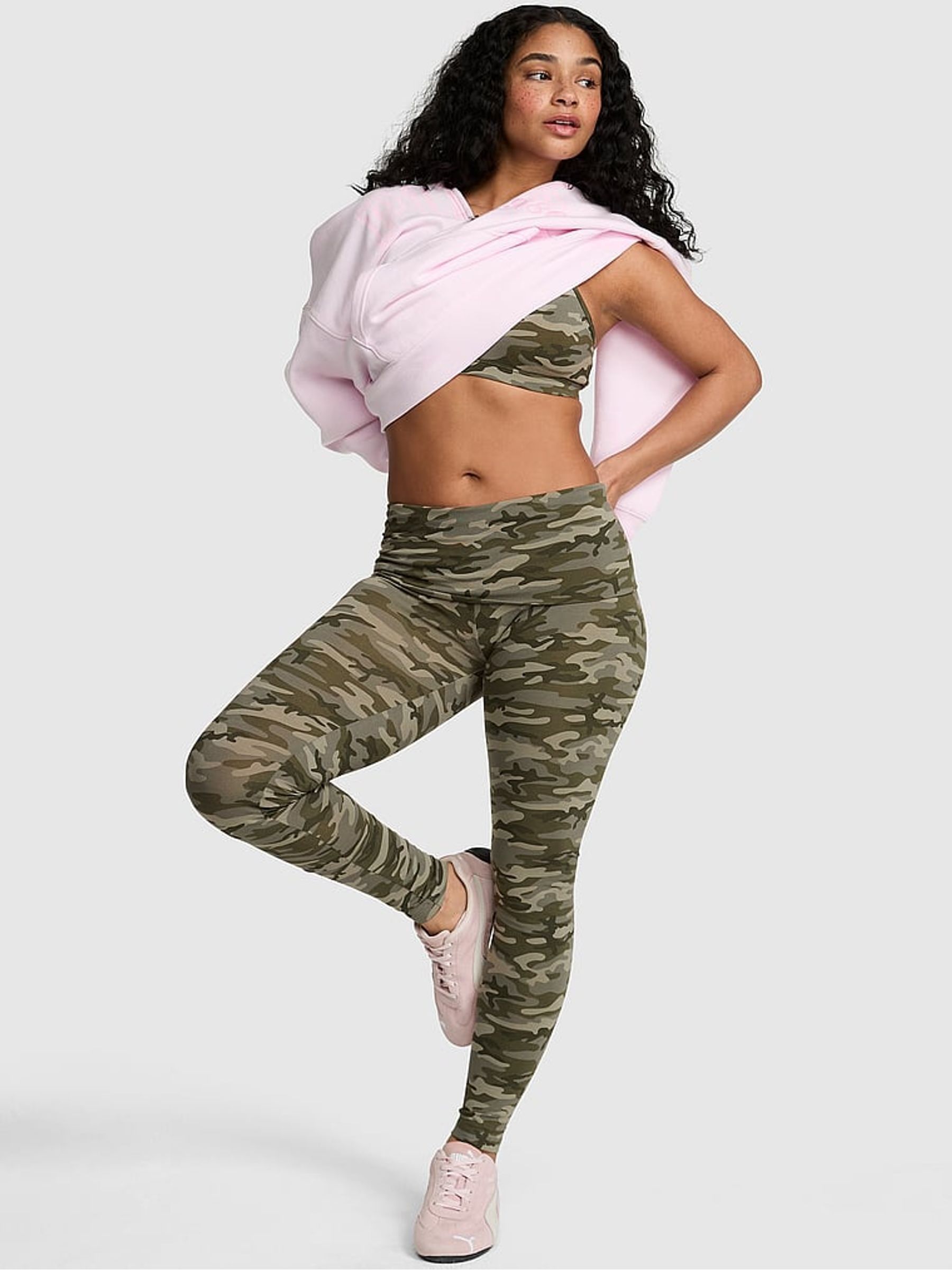 Green Camo Foldover Leggings - Image 1 of 2