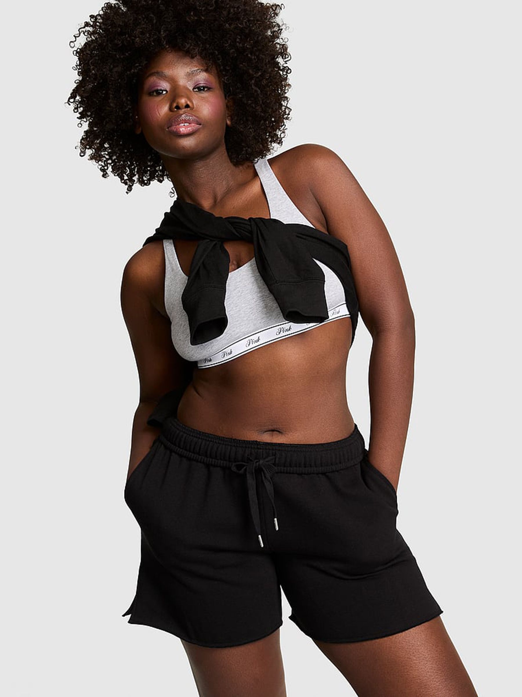 Black Leg Logo Fleece Shorts - Image 1 of 2