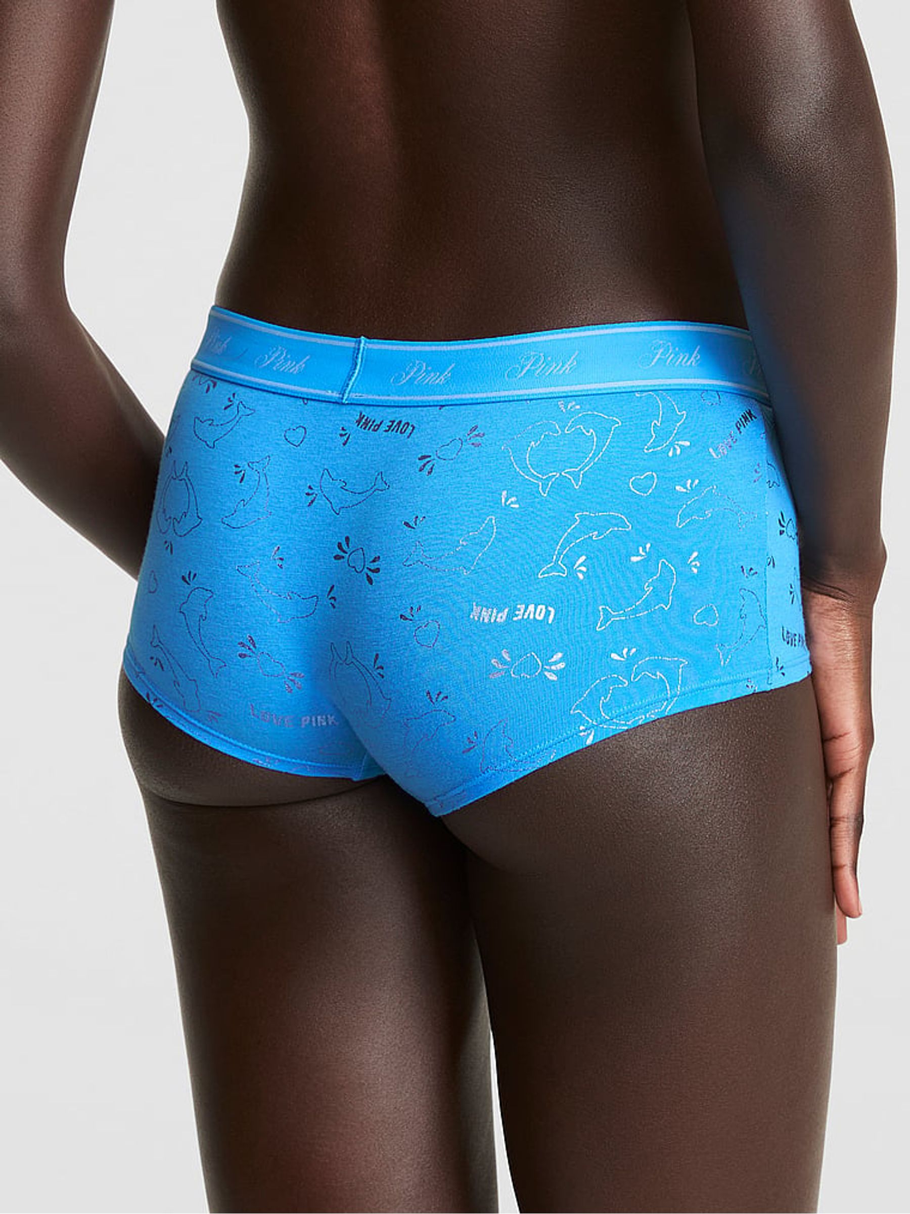 Blue Dolphin Print Boyshort Cotton Logo Knickers - Image 2 of 2