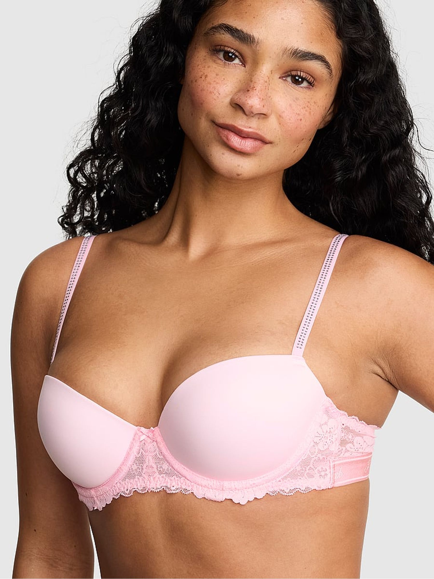 Broadwalk Pink Lace Push Up Balcony Bra - Image 1 of 2