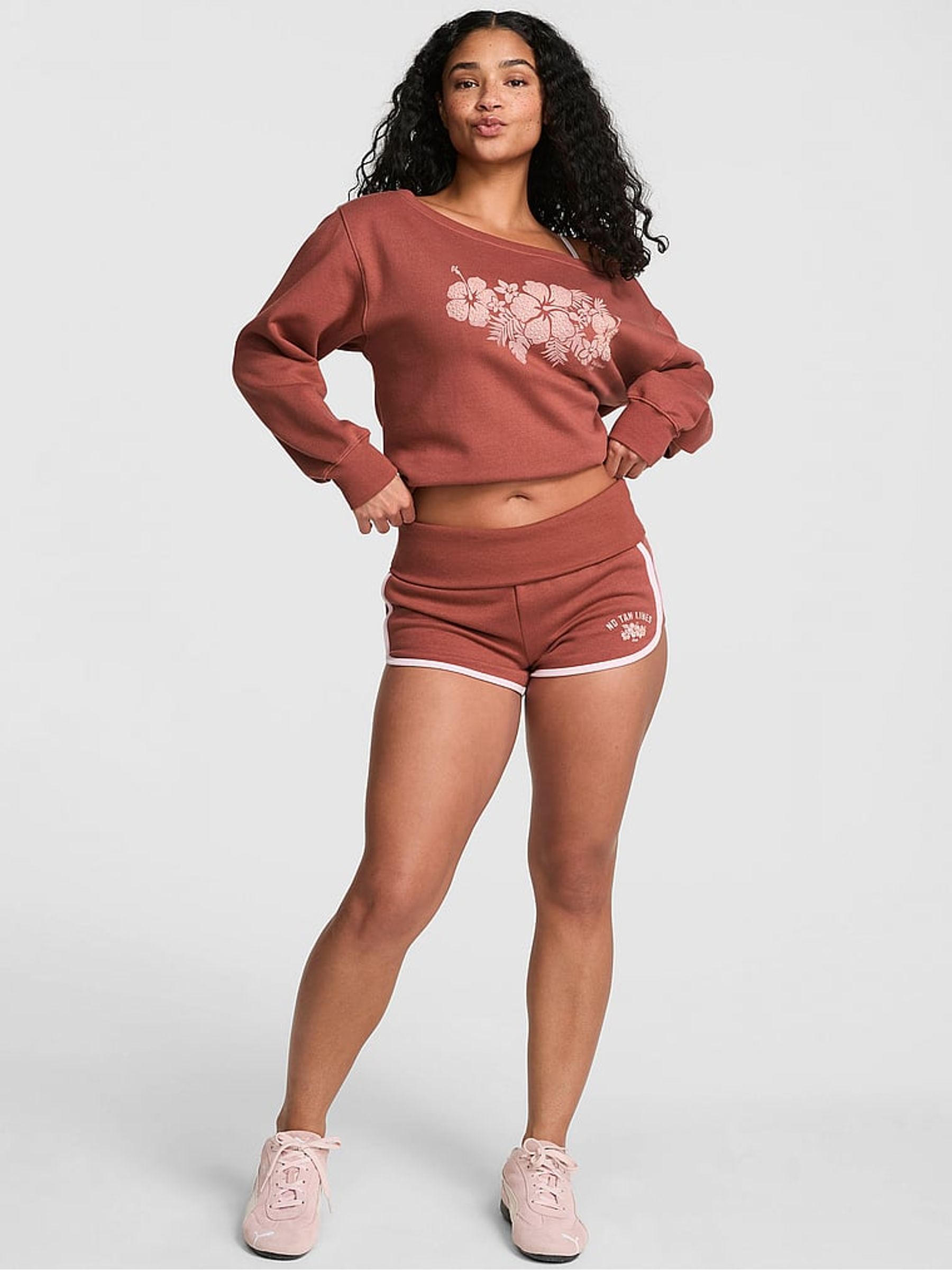 Clay Brown Foldover Shorts - Image 1 of 2
