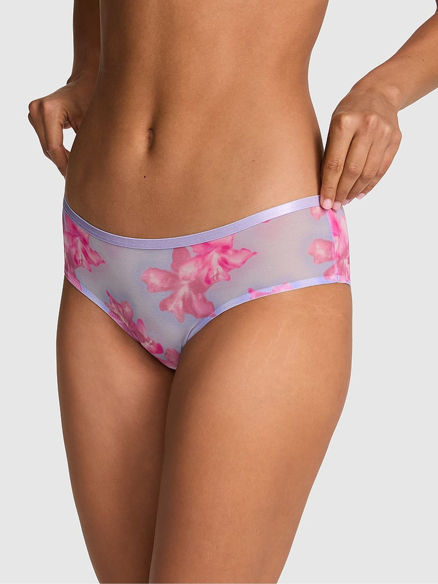 Sweet Lavender Purple Hipster Logo Mesh Knickers - Image 1 of 2
