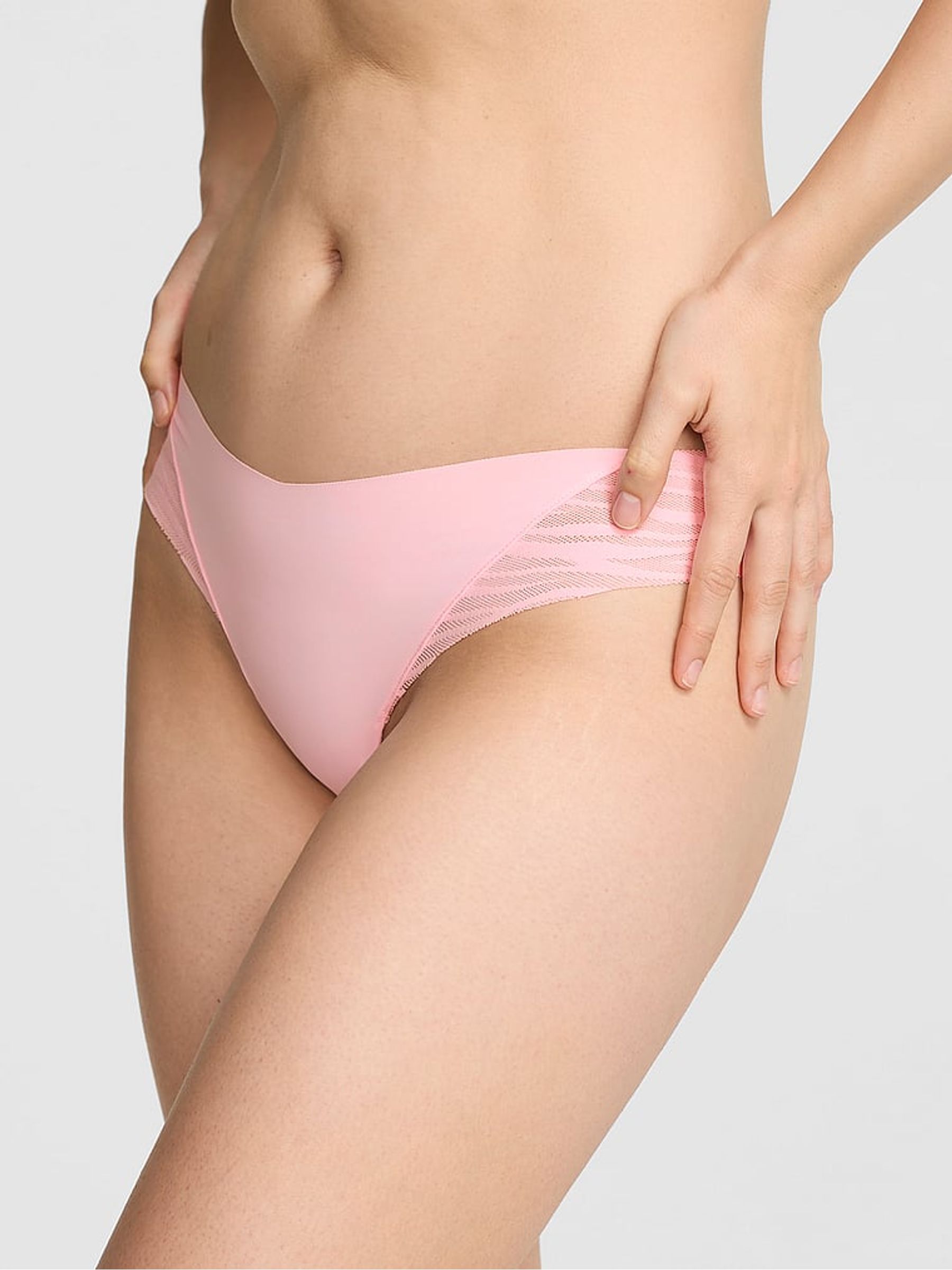 Boardwalk Pink Thong Zebra Lace Knickers - Image 1 of 2