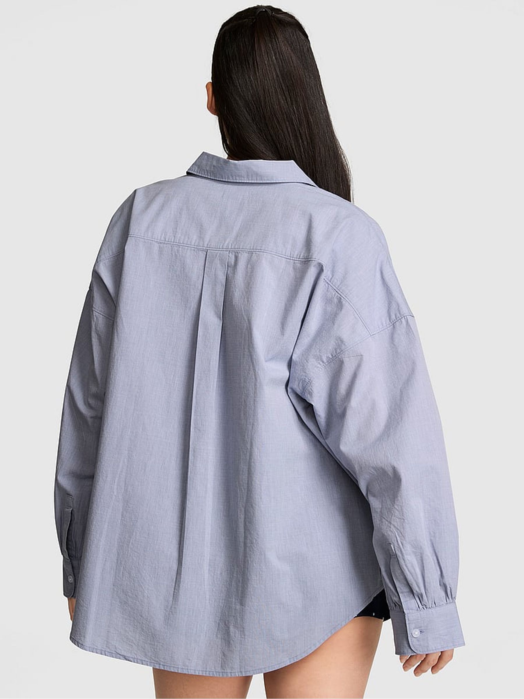 Chambray Blue Oversized Button Down Pyjama Top - Image 2 of 2