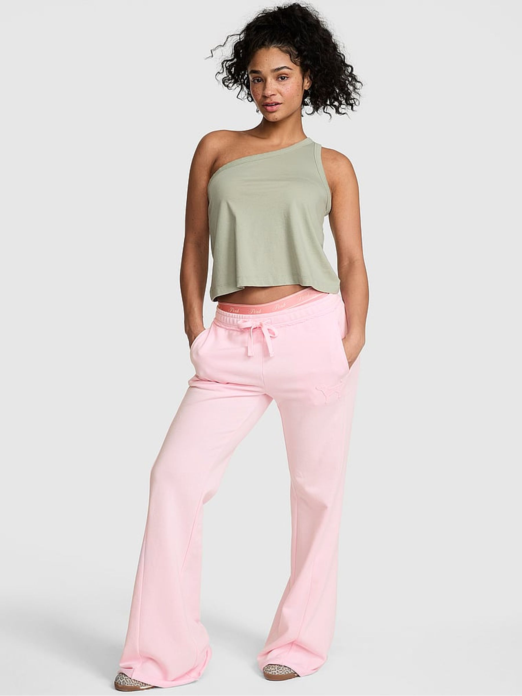 Coconut Pink Wide Leg Joggers - Image 1 of 3