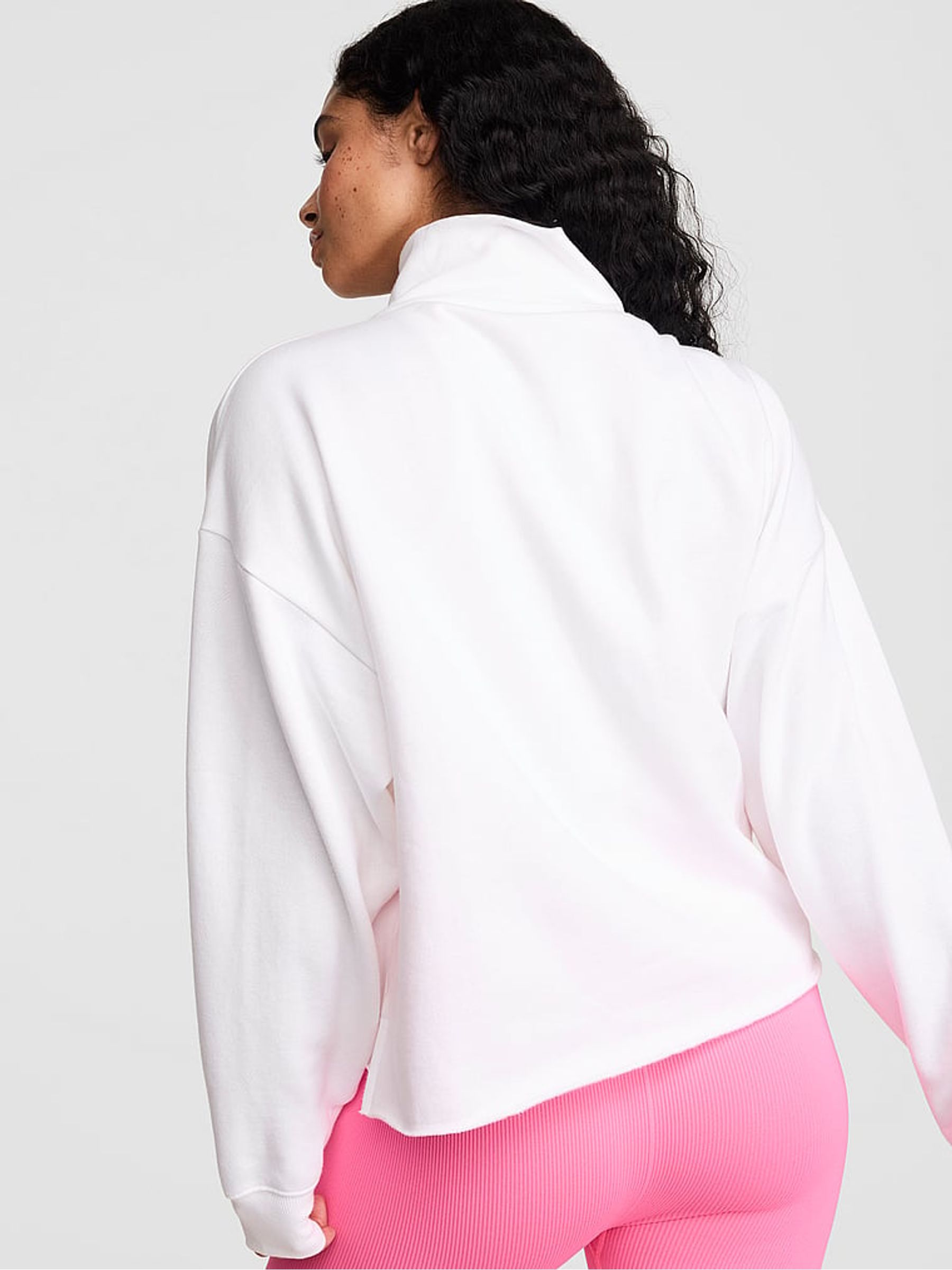White Ombre Half Zip Fleece Sweatshirt - Image 2 of 3