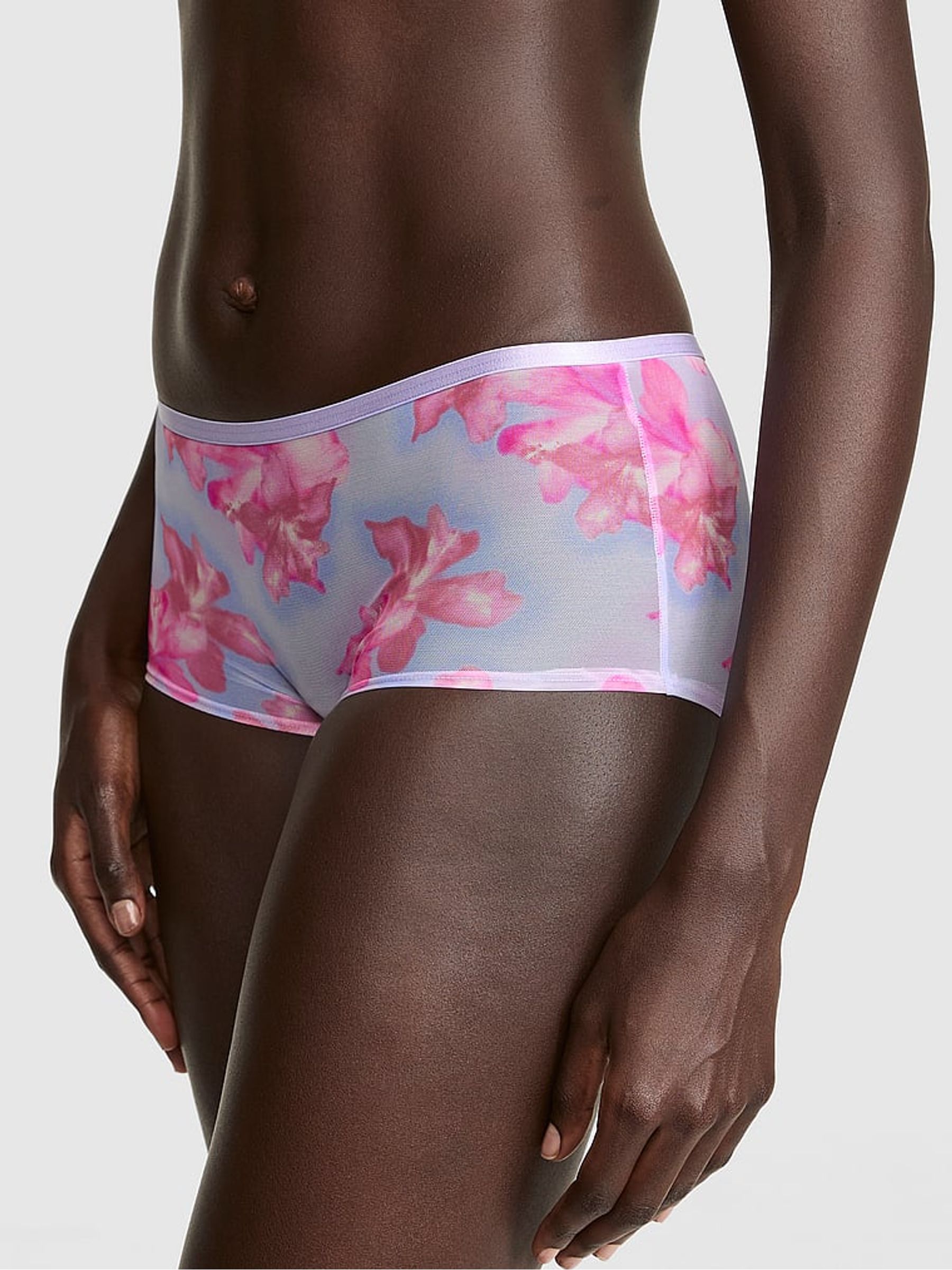 Sweet Lavender Purple Short Logo Mesh Knickers - Image 1 of 2