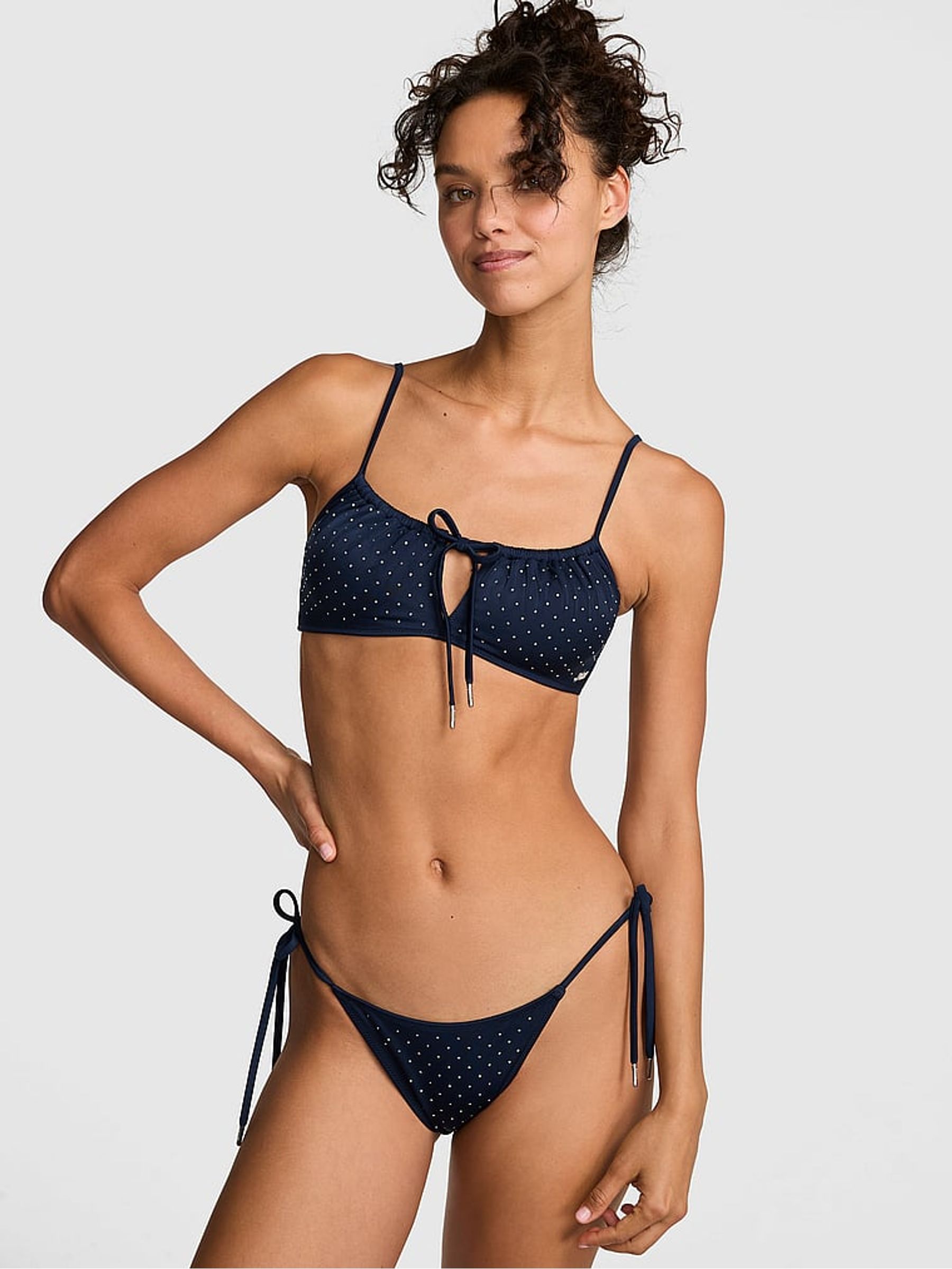 Noir Navy Blue Cheeky String Bikini Bottom - Image 1 of 2