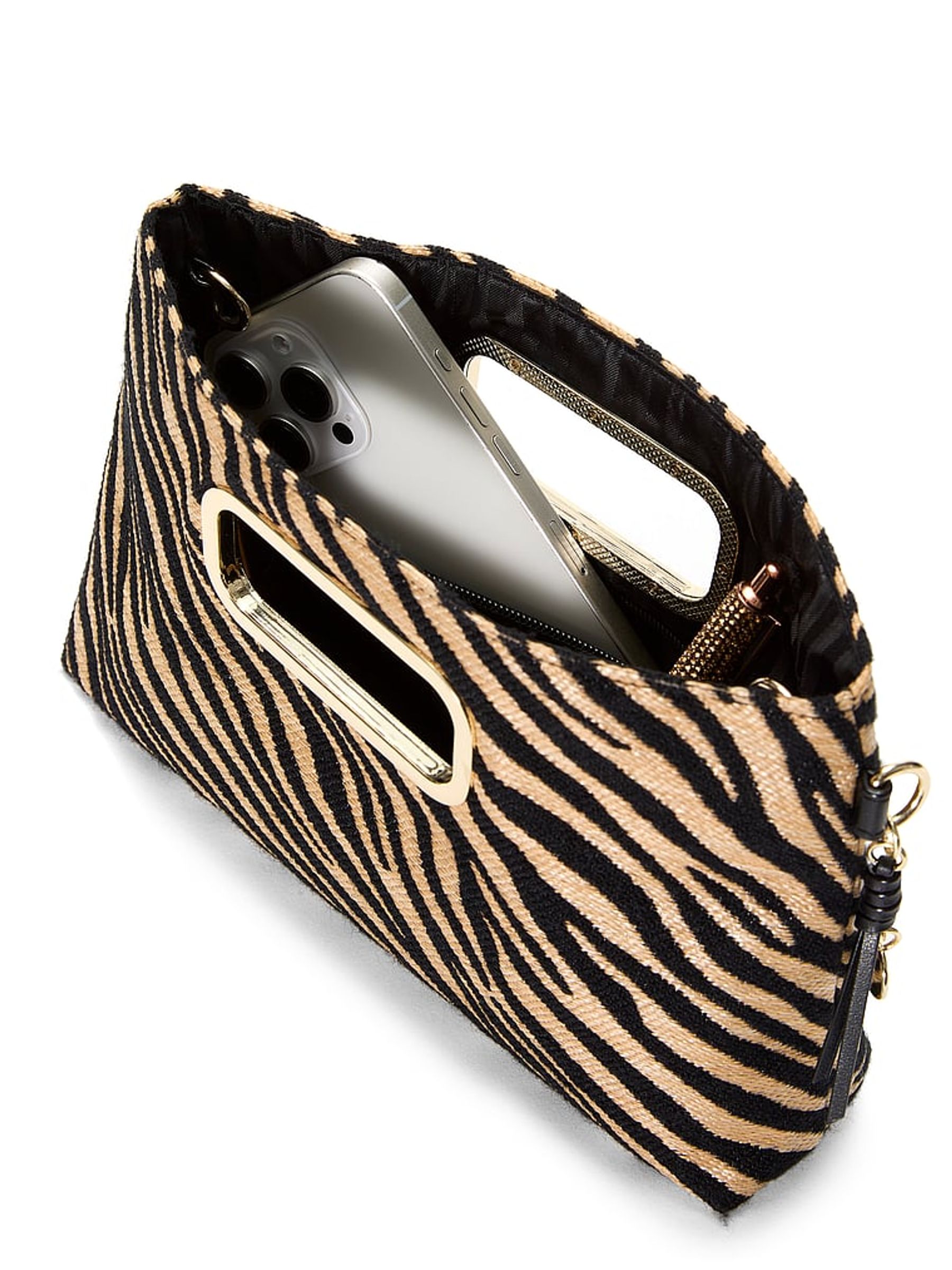 Black Zebra Straw Clutch Bag - Image 4 of 4