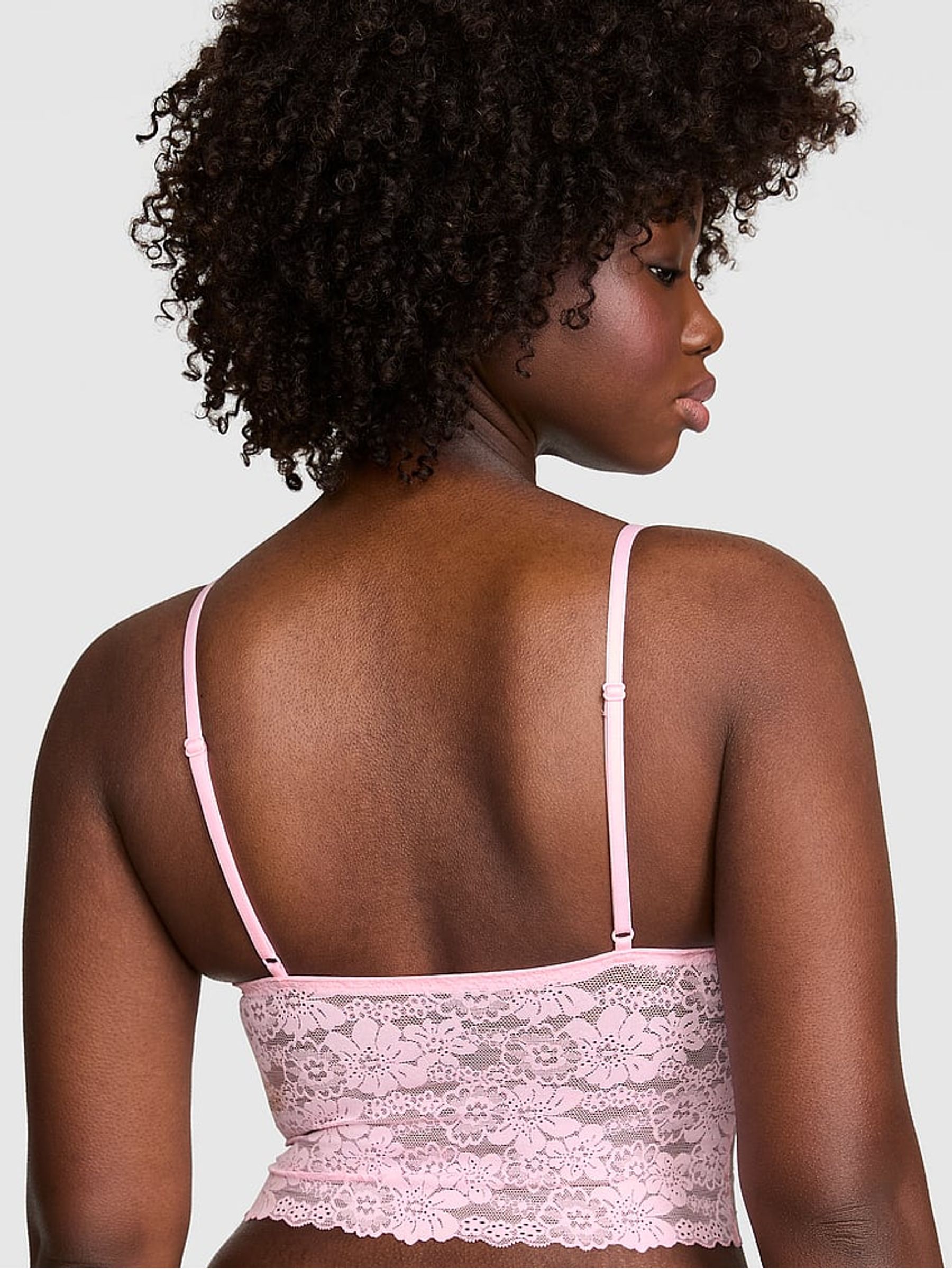 Broadwalk Pink Triangle Lace Longline Bralette - Image 2 of 3