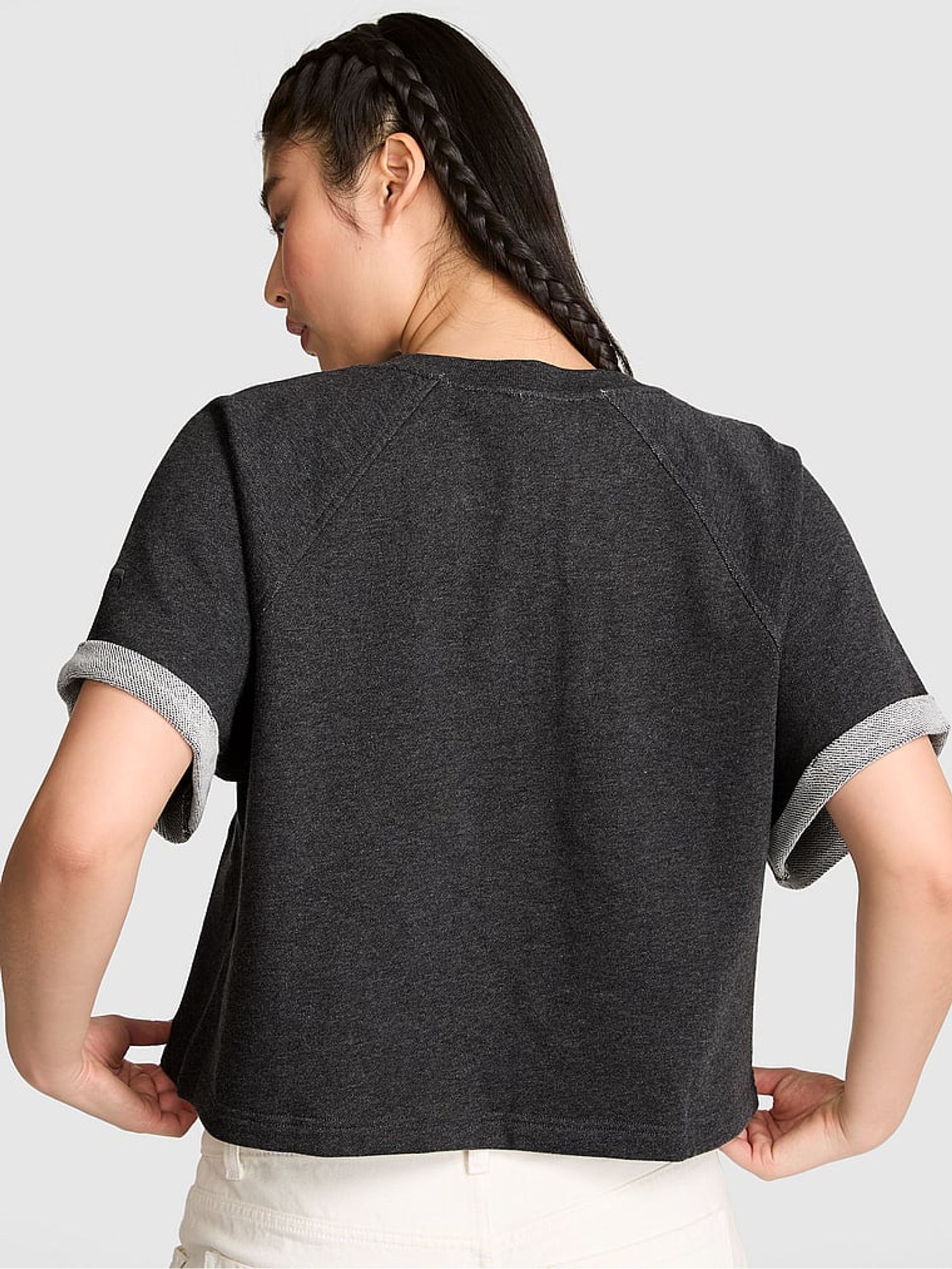 Charcoal Heather Grey Terry Crew T-Shirt - Image 2 of 2