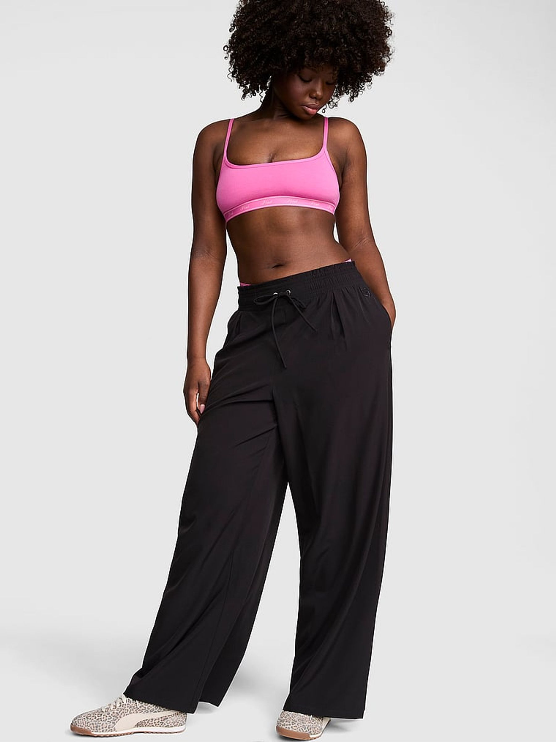 Black Stretch Woven Wide Leg Trousers - Image 1 of 2