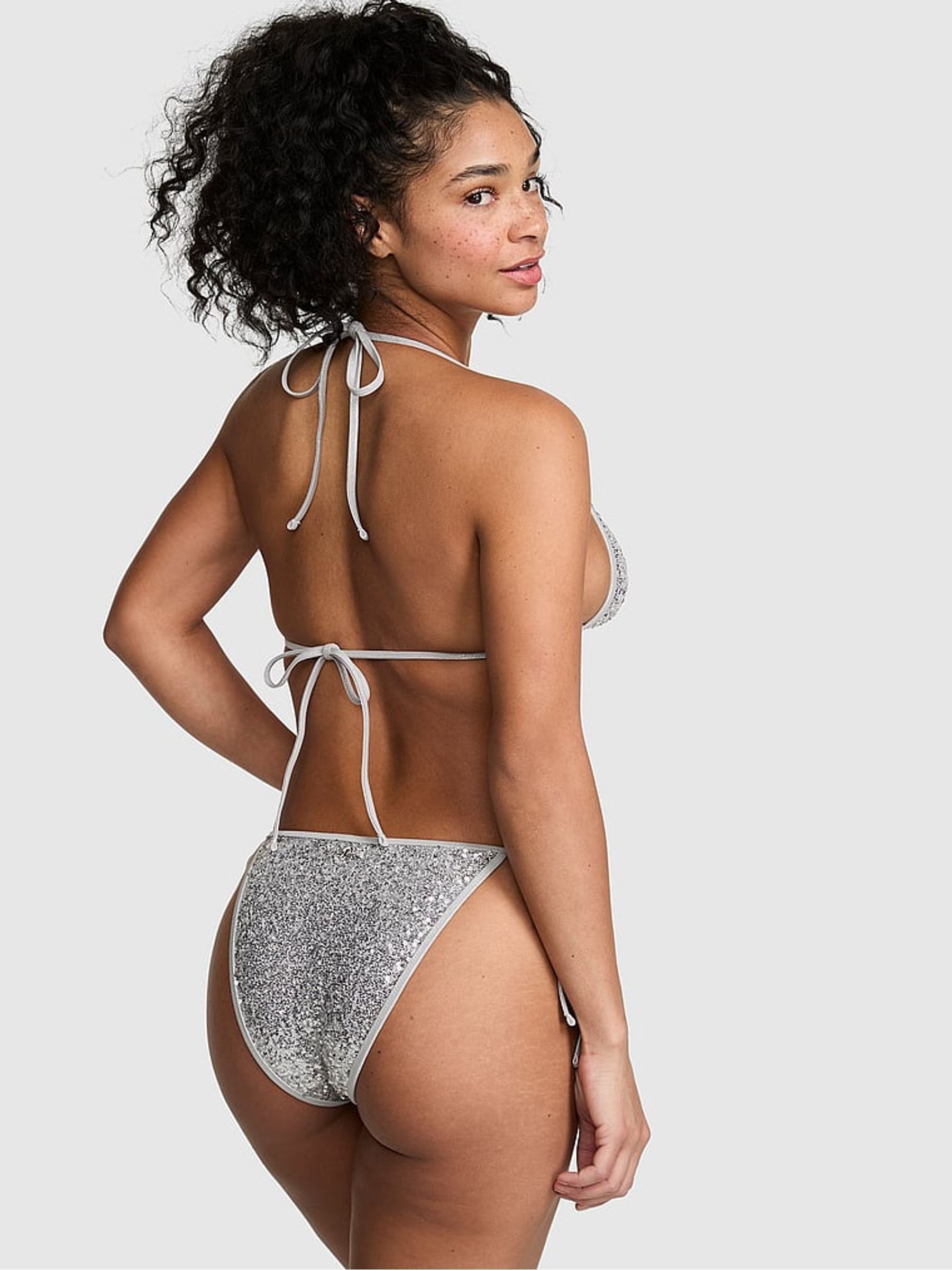 Silver Triangle Sequin Bikini Top - Image 2 of 2