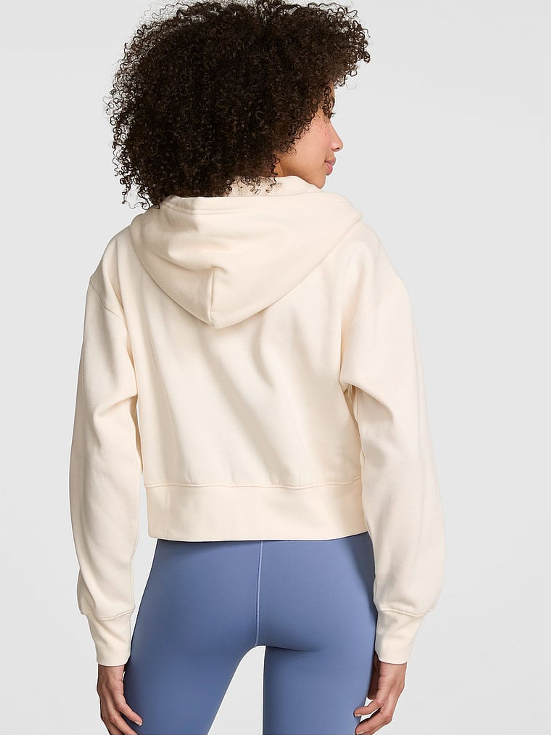 Winter White Cropped Full Zip Hoodie - Image 2 of 2