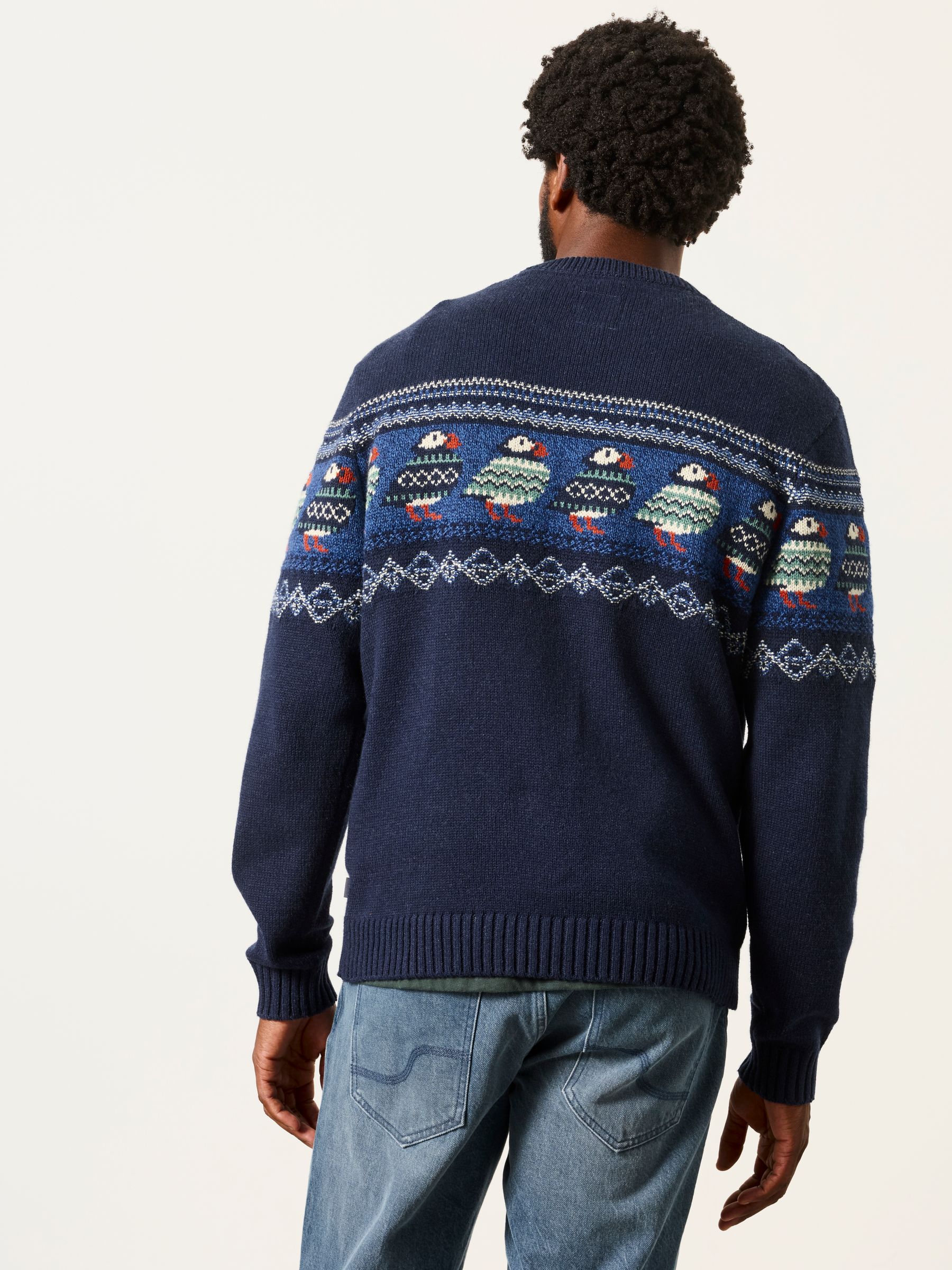 Navy Puffin Crew Neck Knitted Jumper - Image 2 of 7 Navy Puffin Crew Neck Knitted Jumper - Image 2 of 7