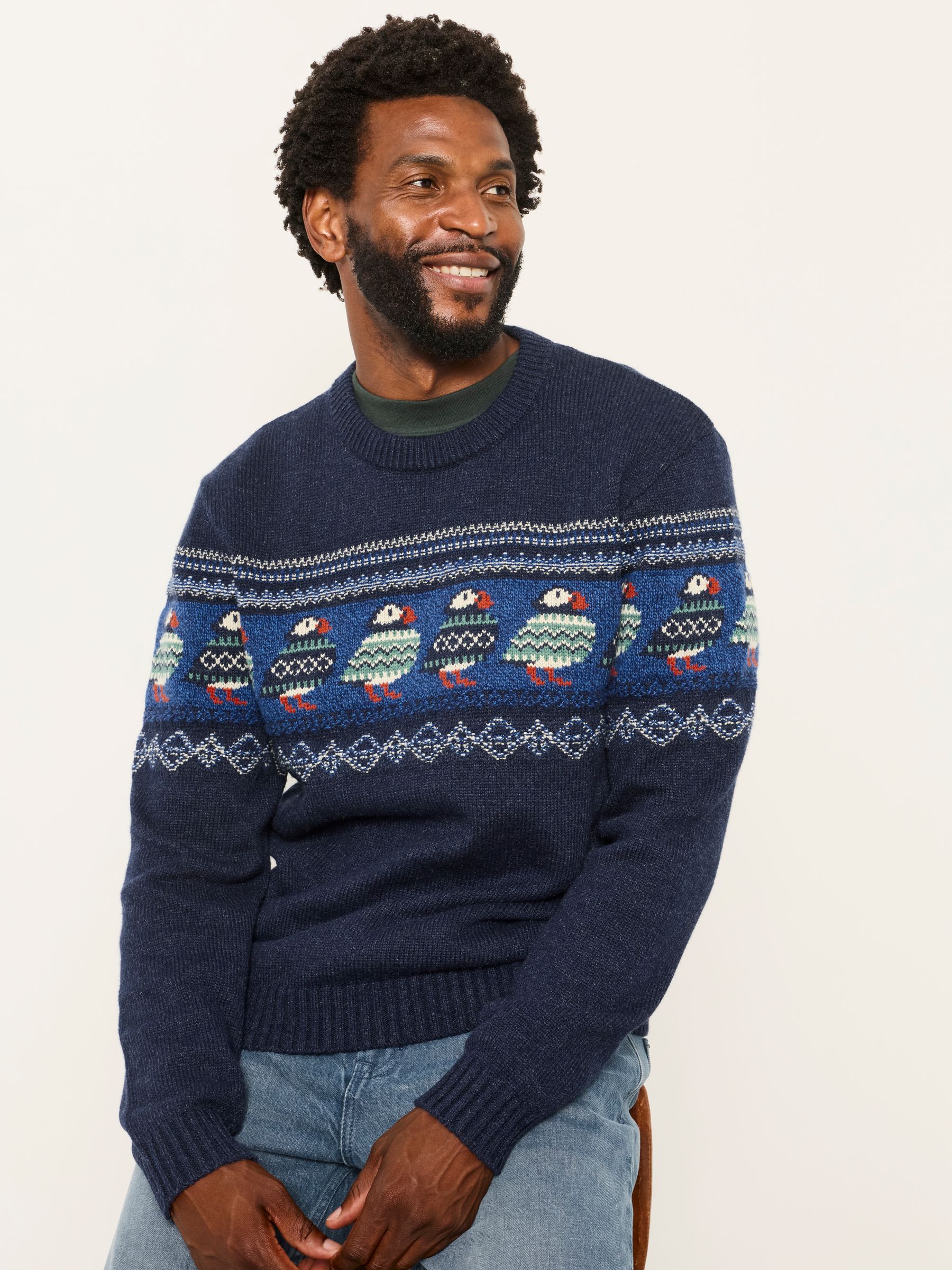 Navy Puffin Crew Neck Knitted Jumper - Image 5 of 7
