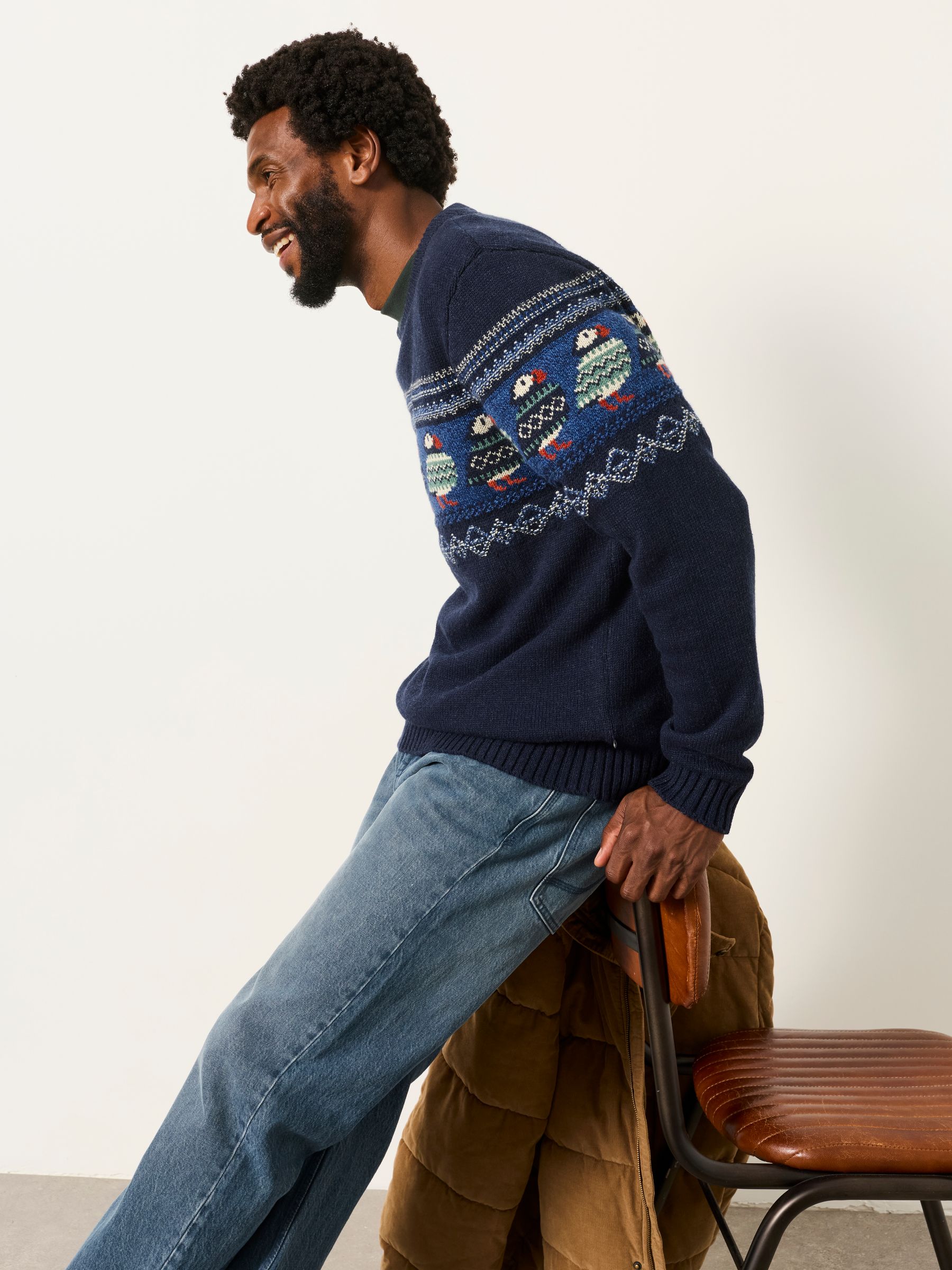 Navy Puffin Crew Neck Knitted Jumper - Image 6 of 7