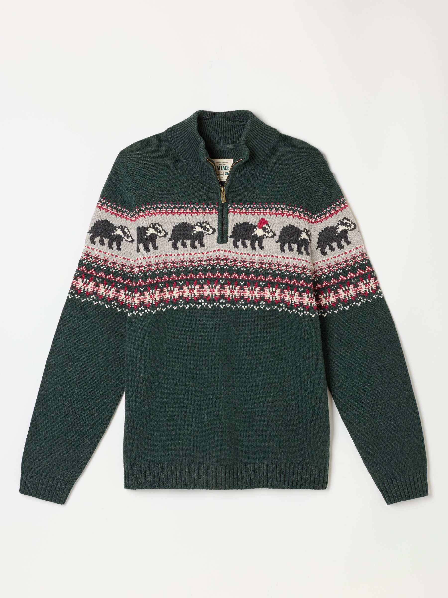 Green Badger Half Neck Christmas Jumper - Image 5 of 6