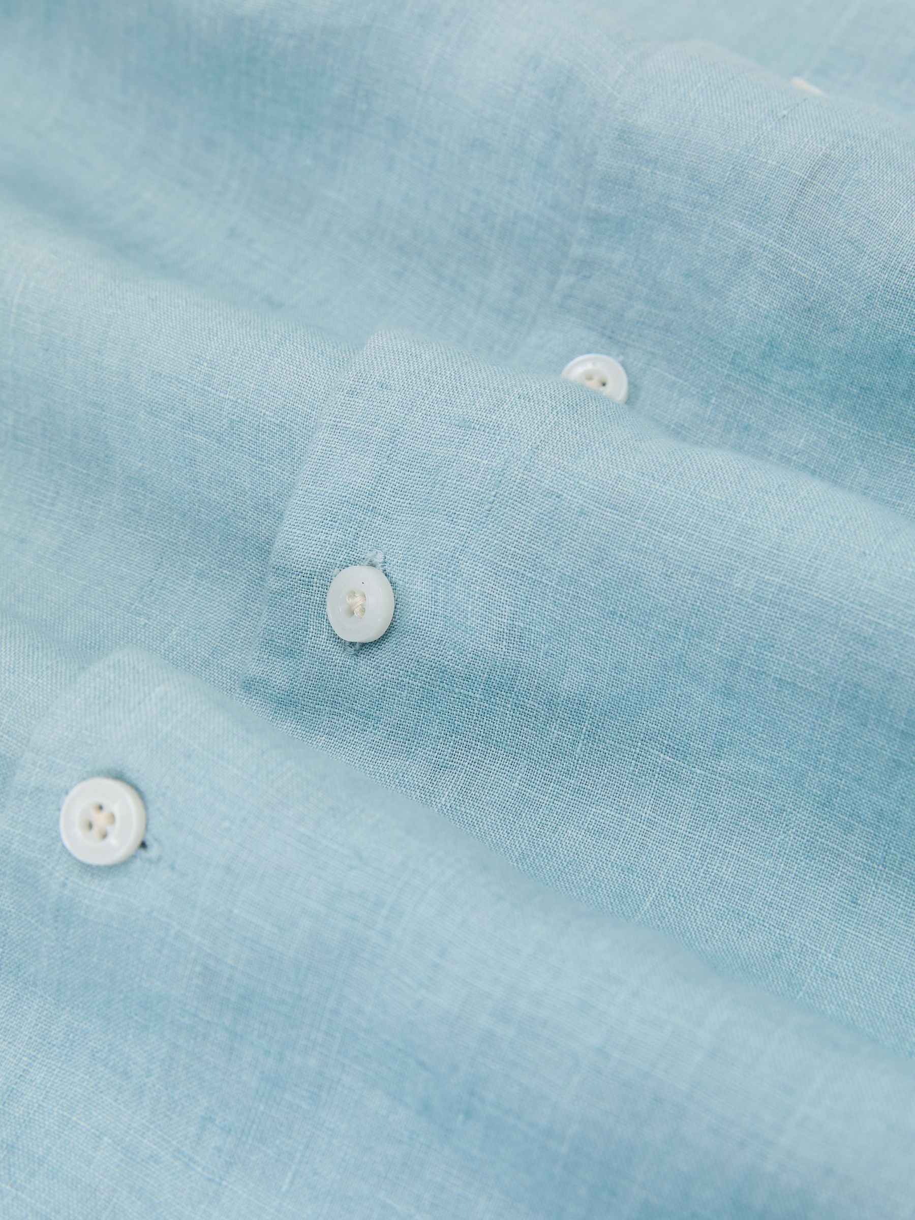 Linen Cutaway-Collar Regular-Fit Shirt in Ultra Marine Green - image 3