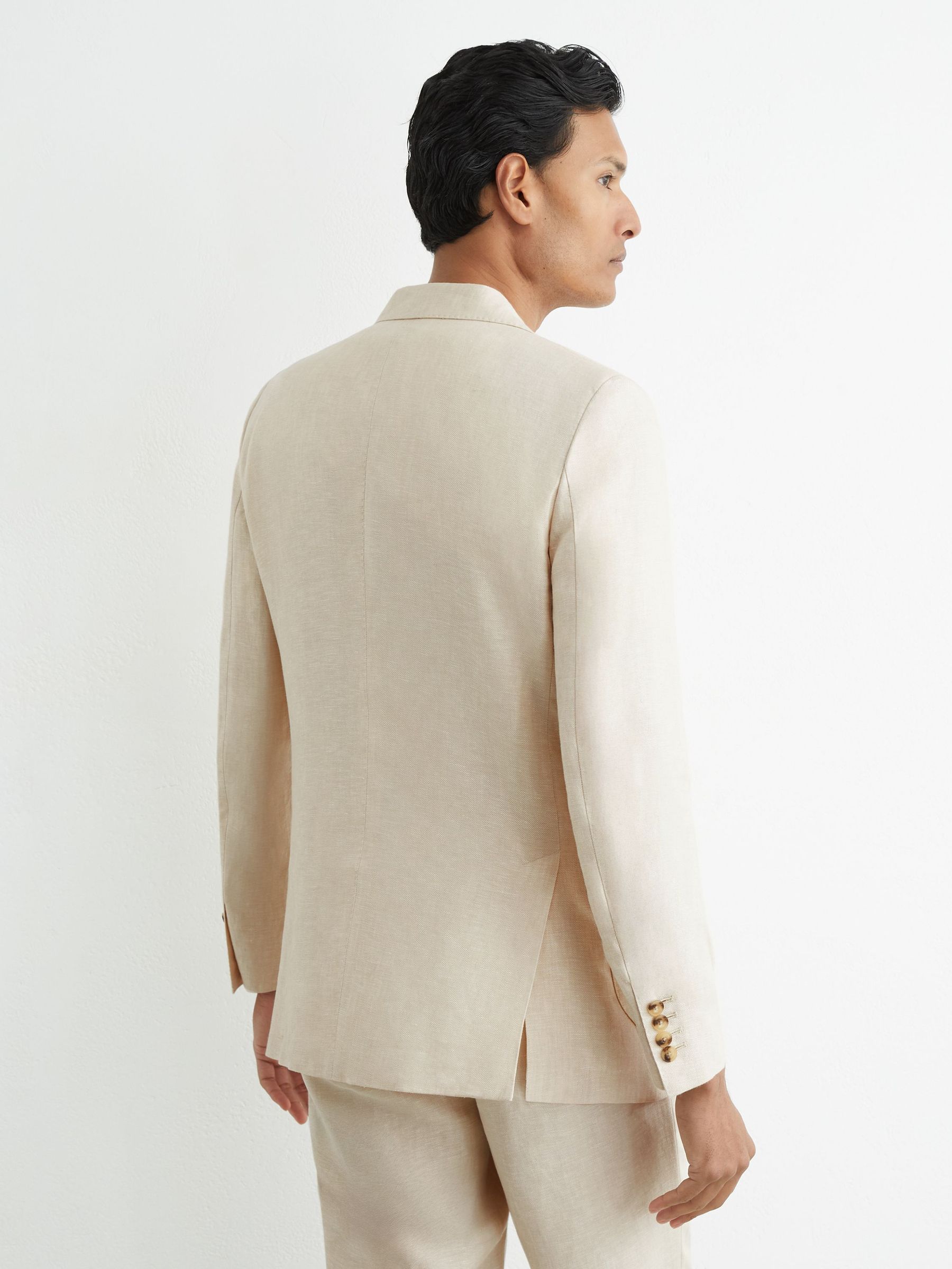 Classic-Fit Linen-Twill Single-Breasted Suit Blazer in Stone - Image 6 of 9