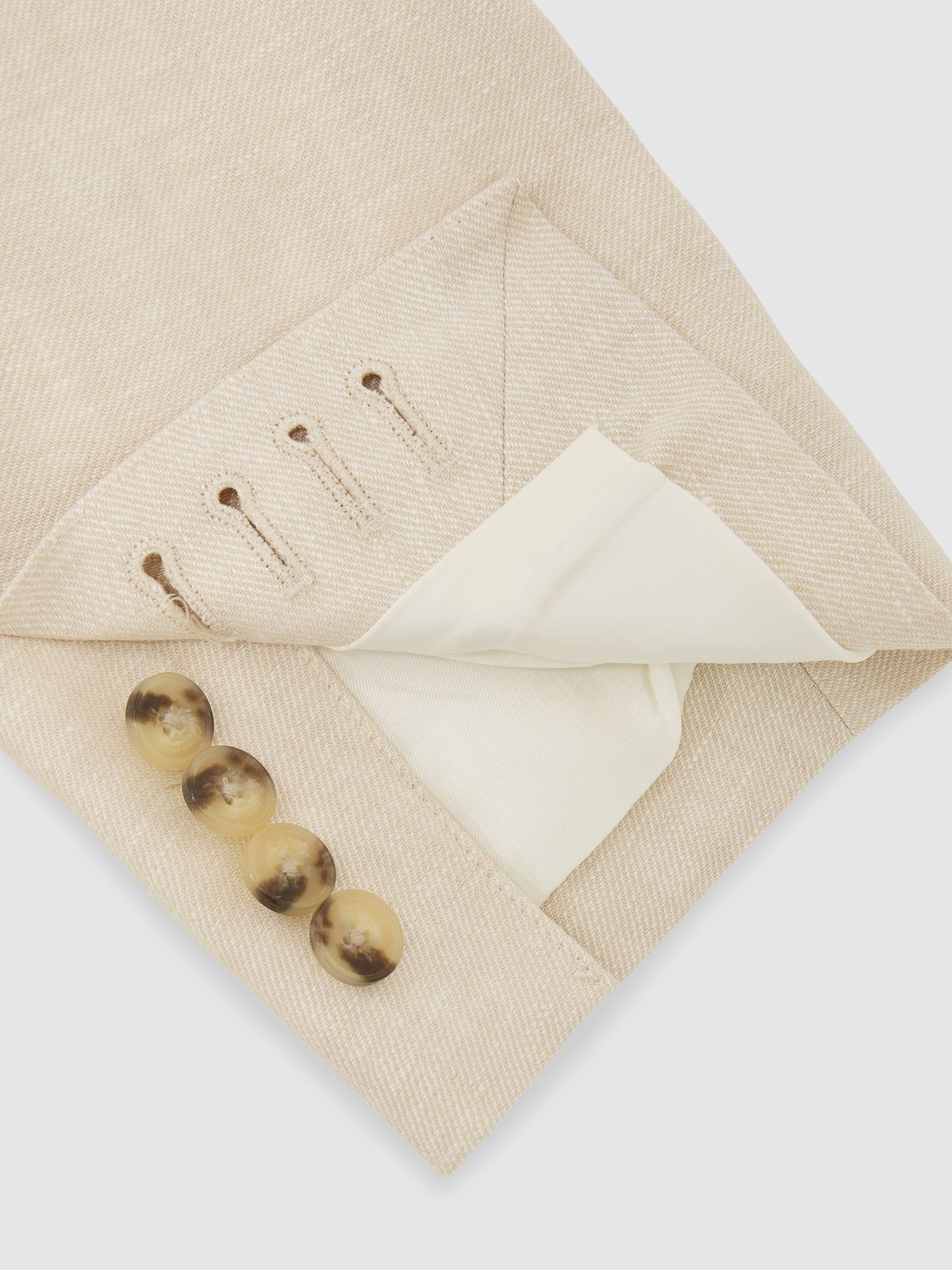 Classic-Fit Linen-Twill Single-Breasted Suit Blazer in Stone - Image 8 of 9