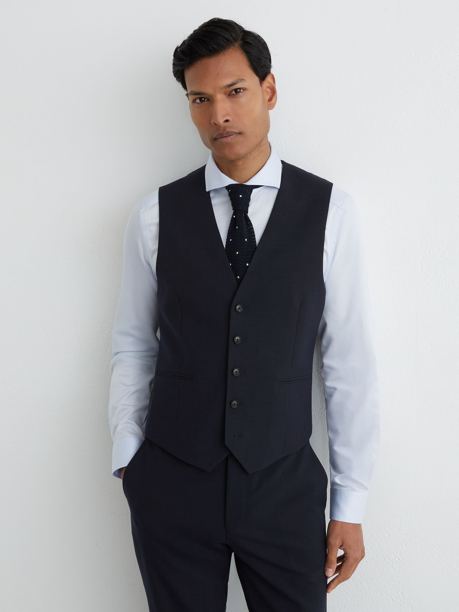 Single-Breasted Tailored Waistcoat in Navy - image 2
