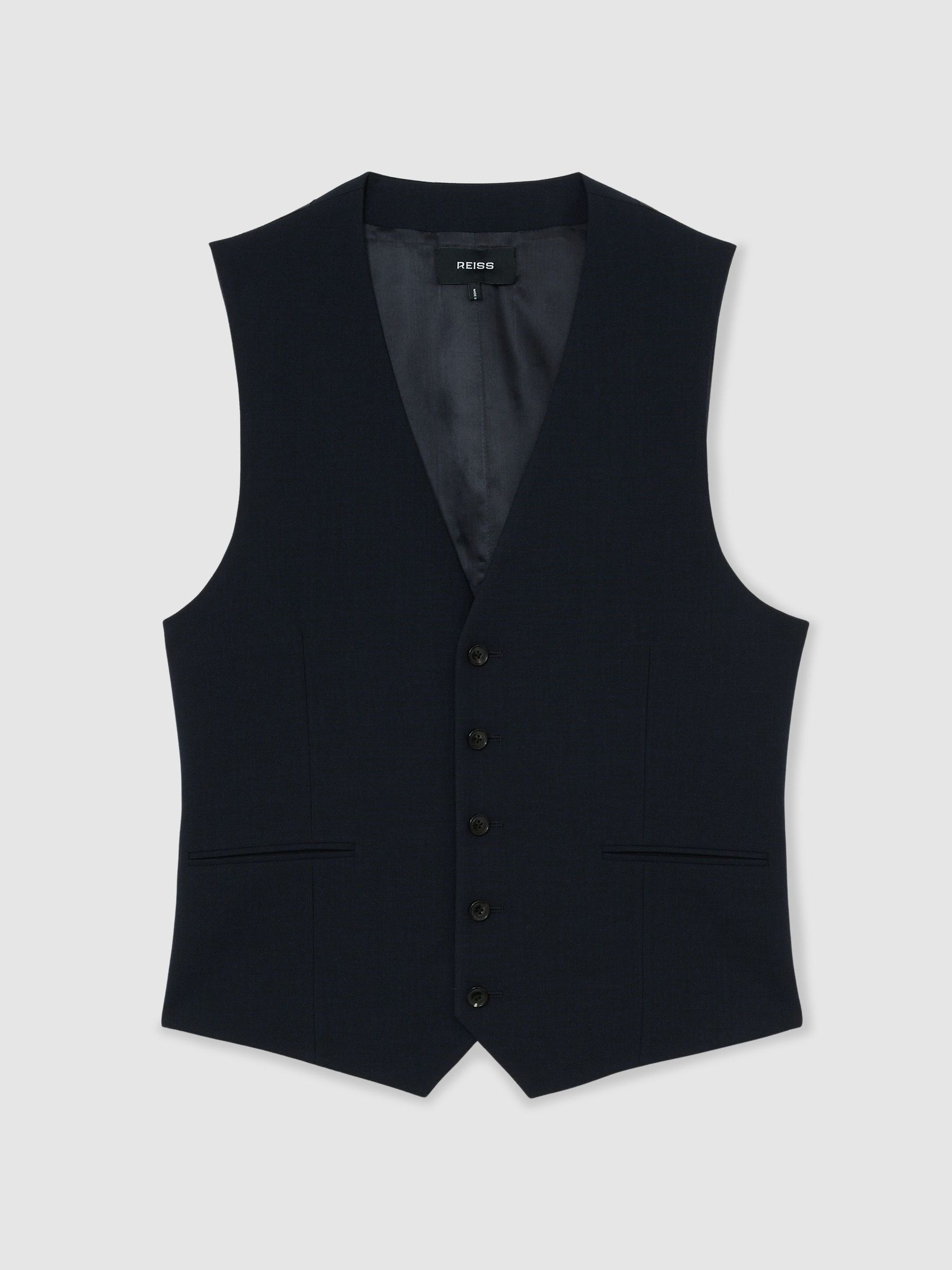 Single-Breasted Tailored Waistcoat in Navy - image 1