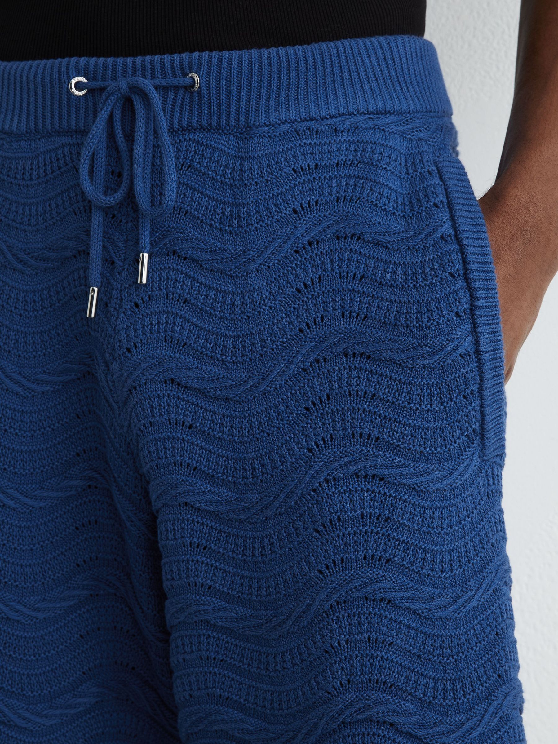 Cotton-Blend Wave-Knit Tipped Shorts in Blue - image 5