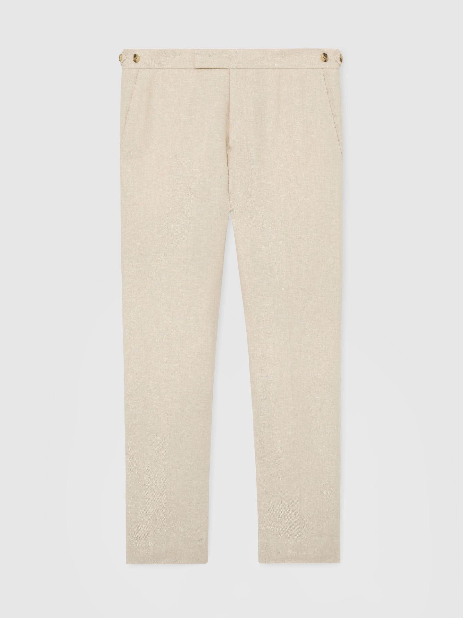 Classic Fit Linen-Twill Suit Trousers in Stone