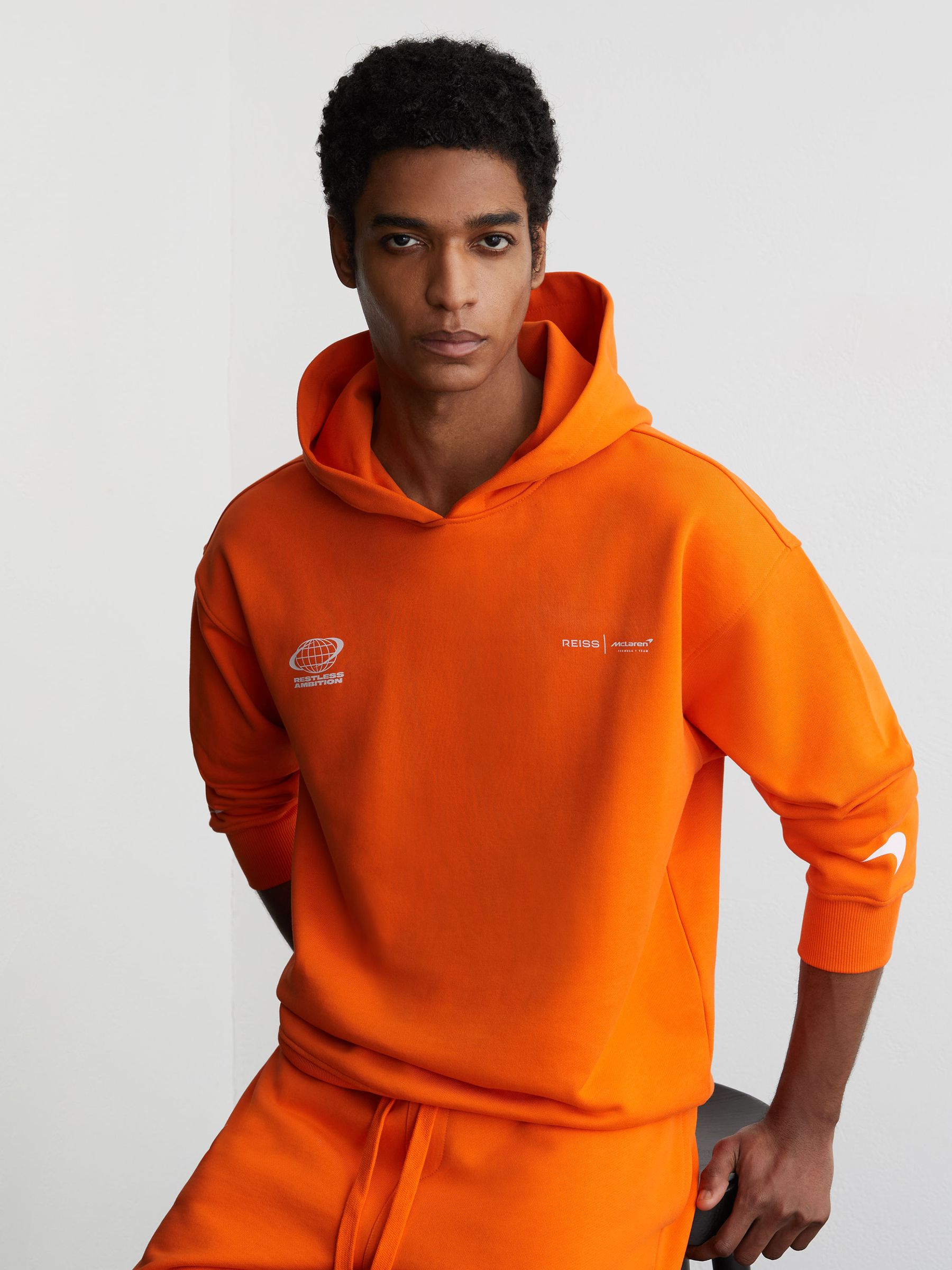 McLaren Racing Heavyweight Motif Hoodie Unisex-Fit in Papaya Orange - Image 1 of 12