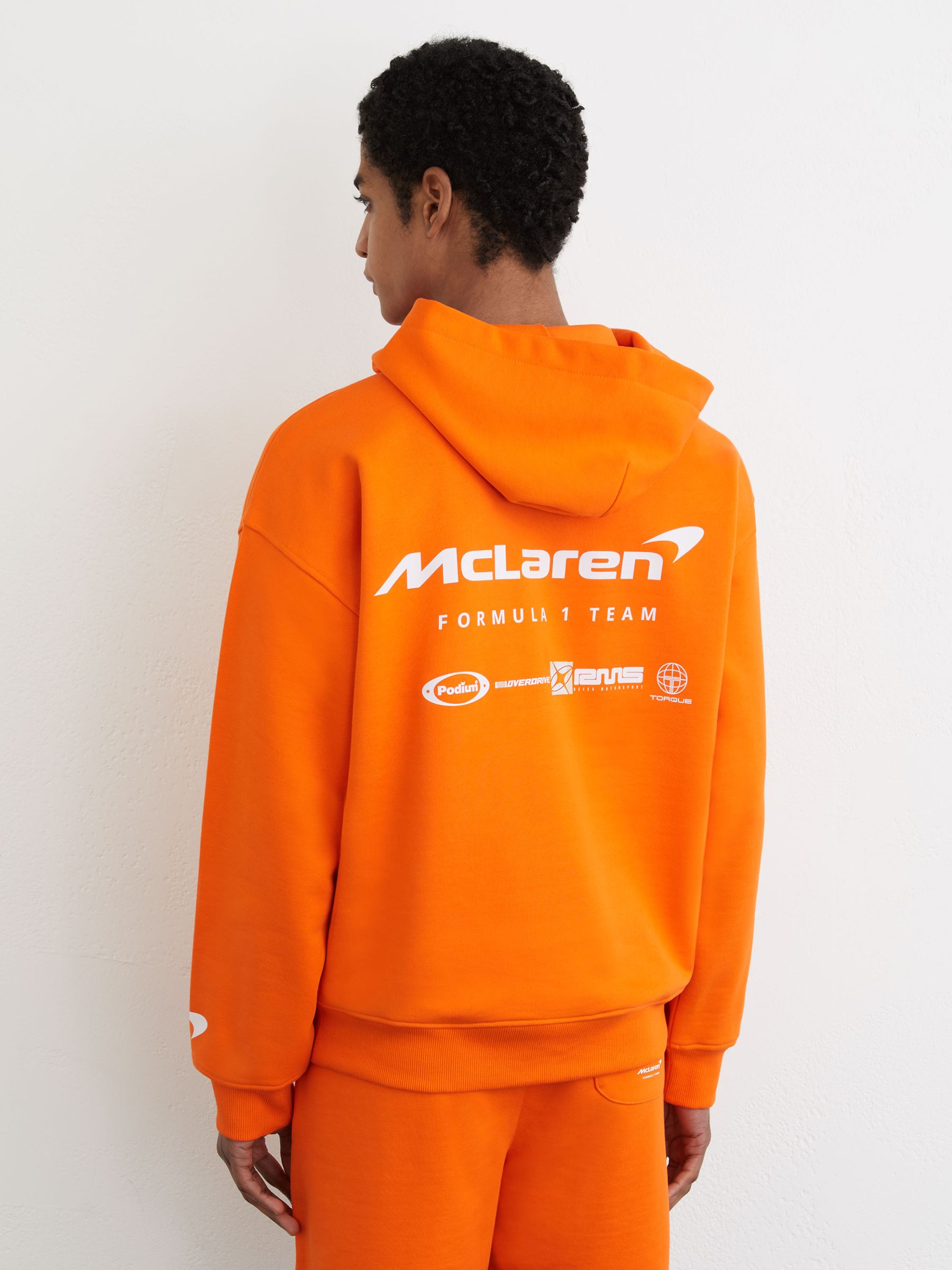 McLaren Racing Heavyweight Motif Hoodie Unisex-Fit in Papaya Orange - Image 10 of 12