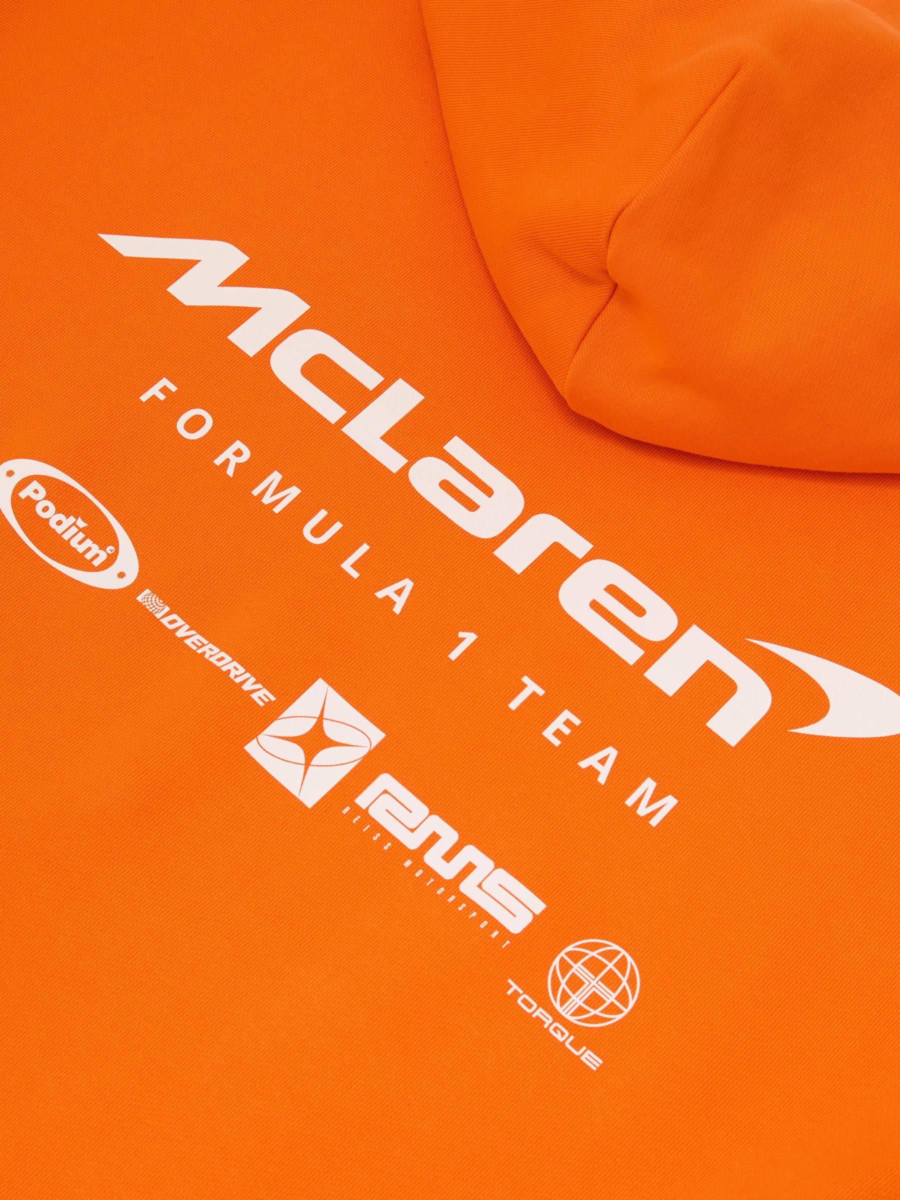 McLaren Racing Heavyweight Motif Hoodie Unisex-Fit in Papaya Orange - Image 12 of 12