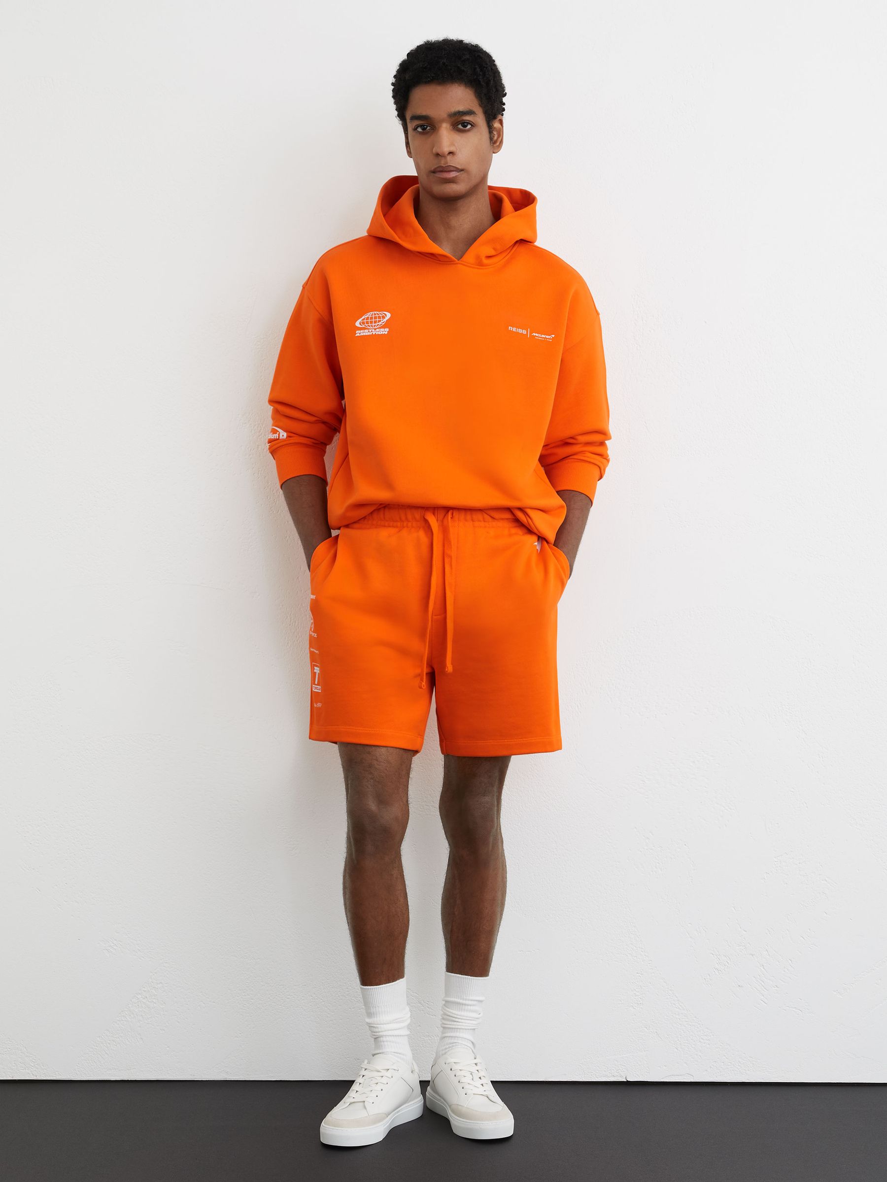 McLaren Racing Heavyweight Motif Hoodie Unisex-Fit in Papaya Orange - Image 4 of 12