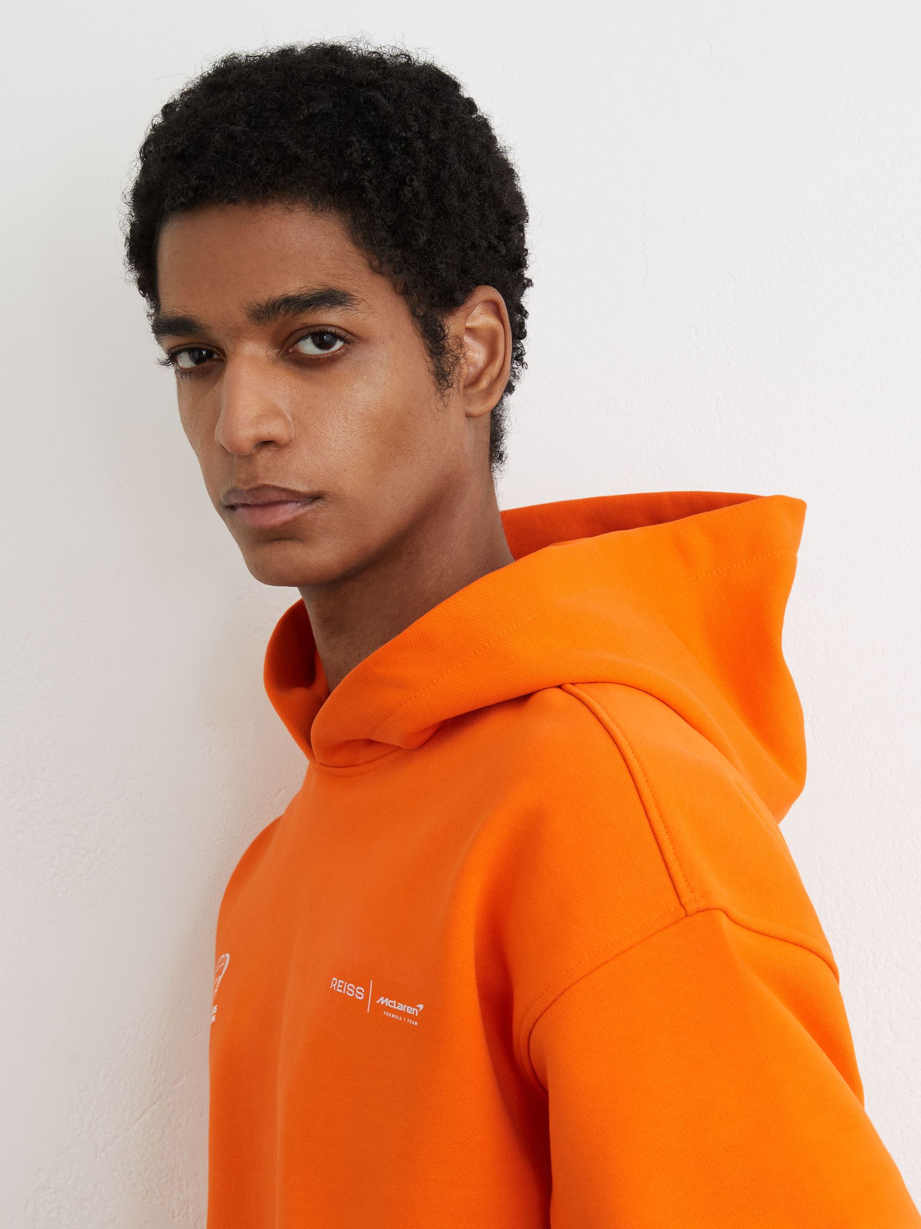 McLaren Racing Heavyweight Motif Hoodie Unisex-Fit in Papaya Orange - Image 5 of 12