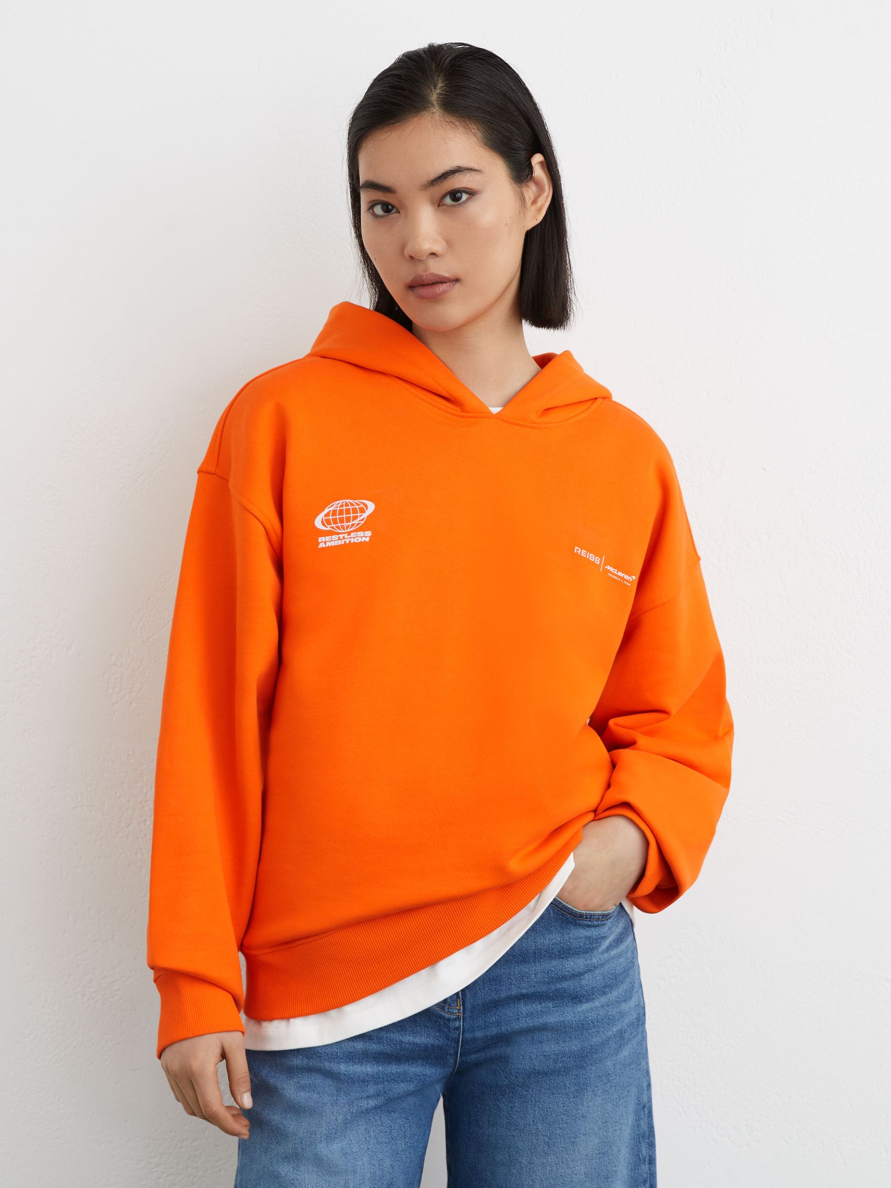 McLaren Racing Heavyweight Motif Hoodie Unisex-Fit in Papaya Orange - Image 6 of 12