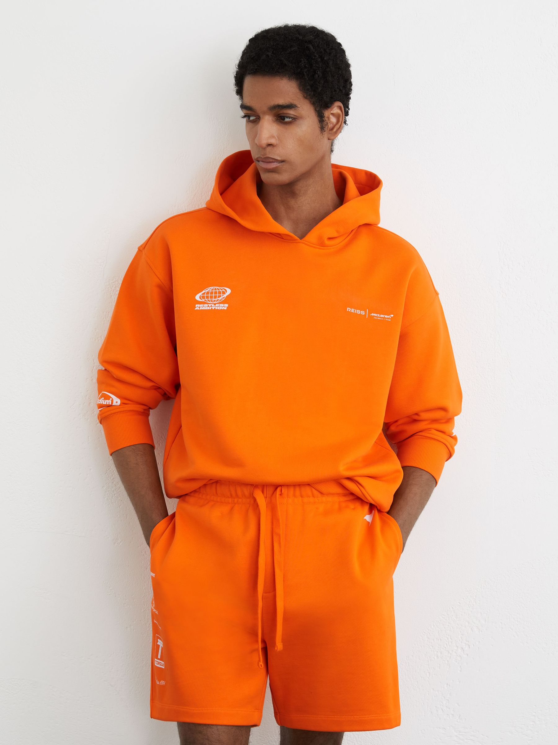 McLaren Racing Heavyweight Motif Hoodie Unisex-Fit in Papaya Orange - Image 9 of 12
