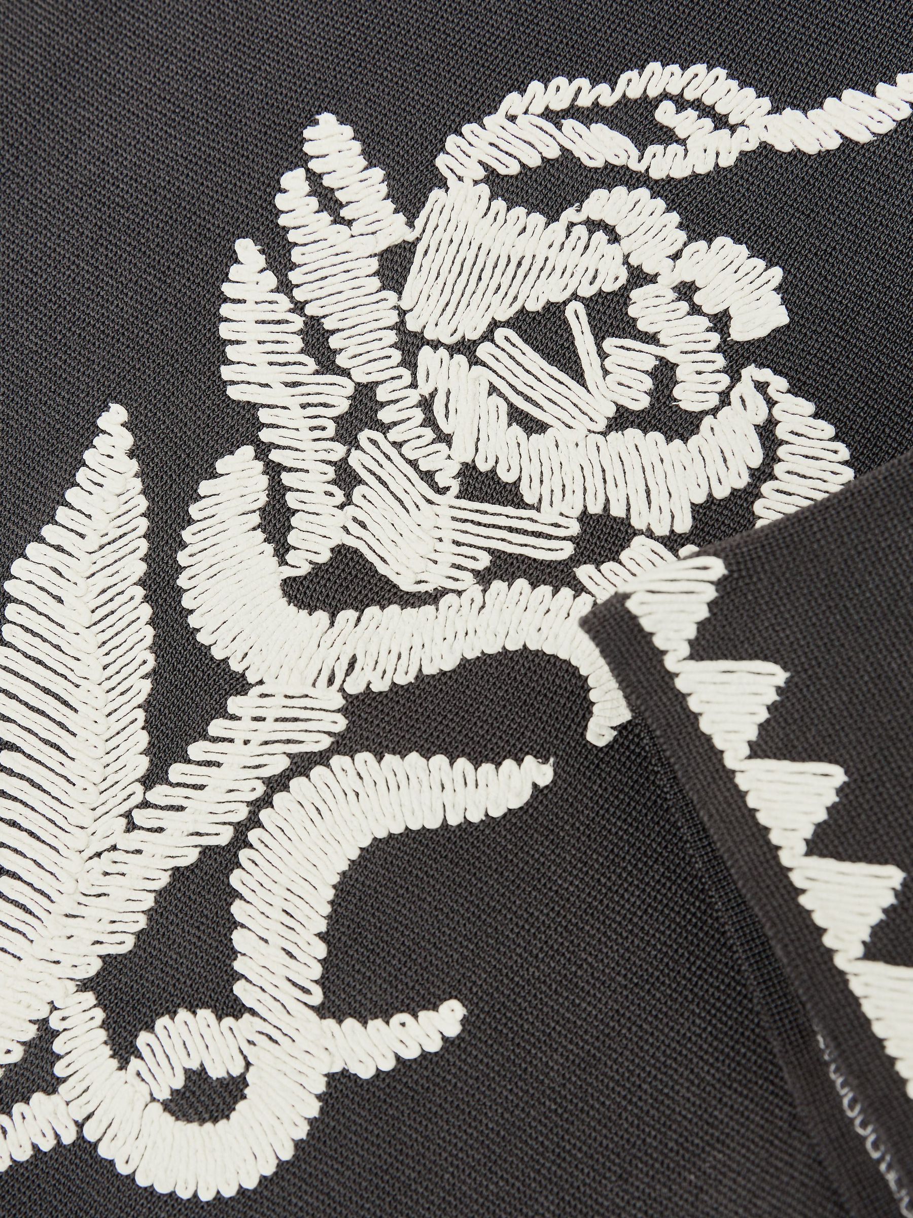 Floral-Embroidered Knitted Shirt in Anthracite Grey - Image 5 of 5
