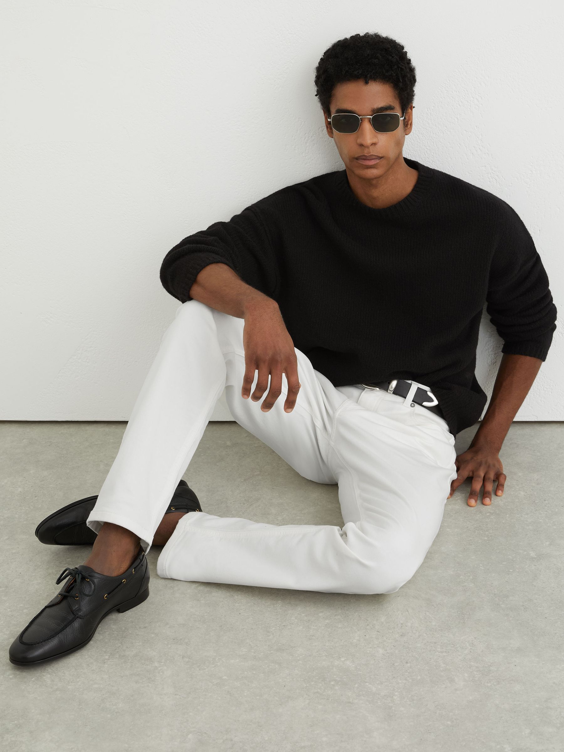 Soft-Stretch Straight-Leg Jeans in White - Image 1 of 7