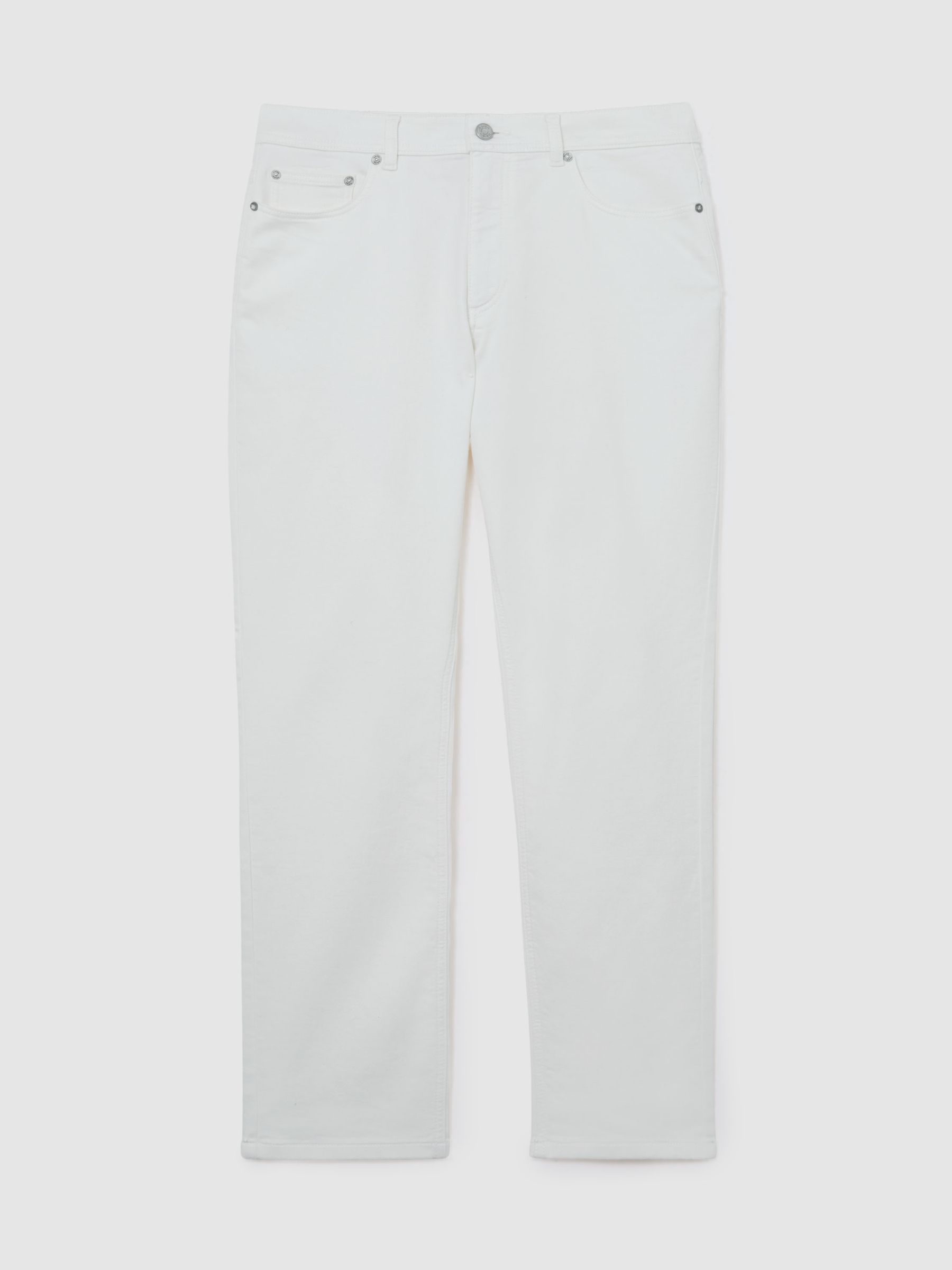 Soft-Stretch Straight-Leg Jeans in White - Image 2 of 7