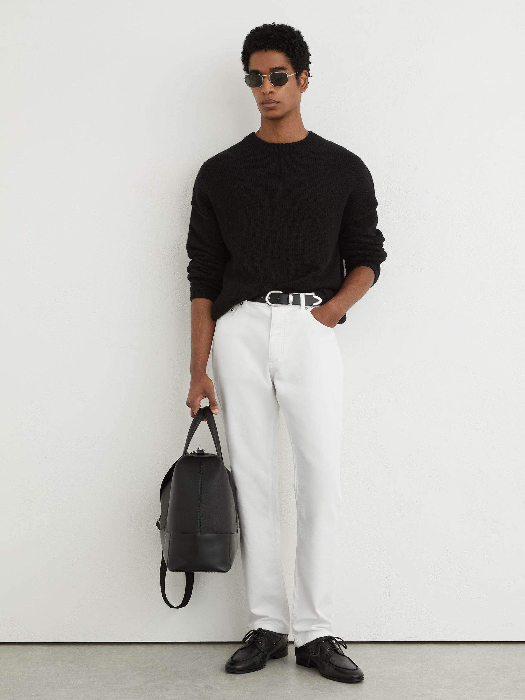 Soft-Stretch Straight-Leg Jeans in White - image 4