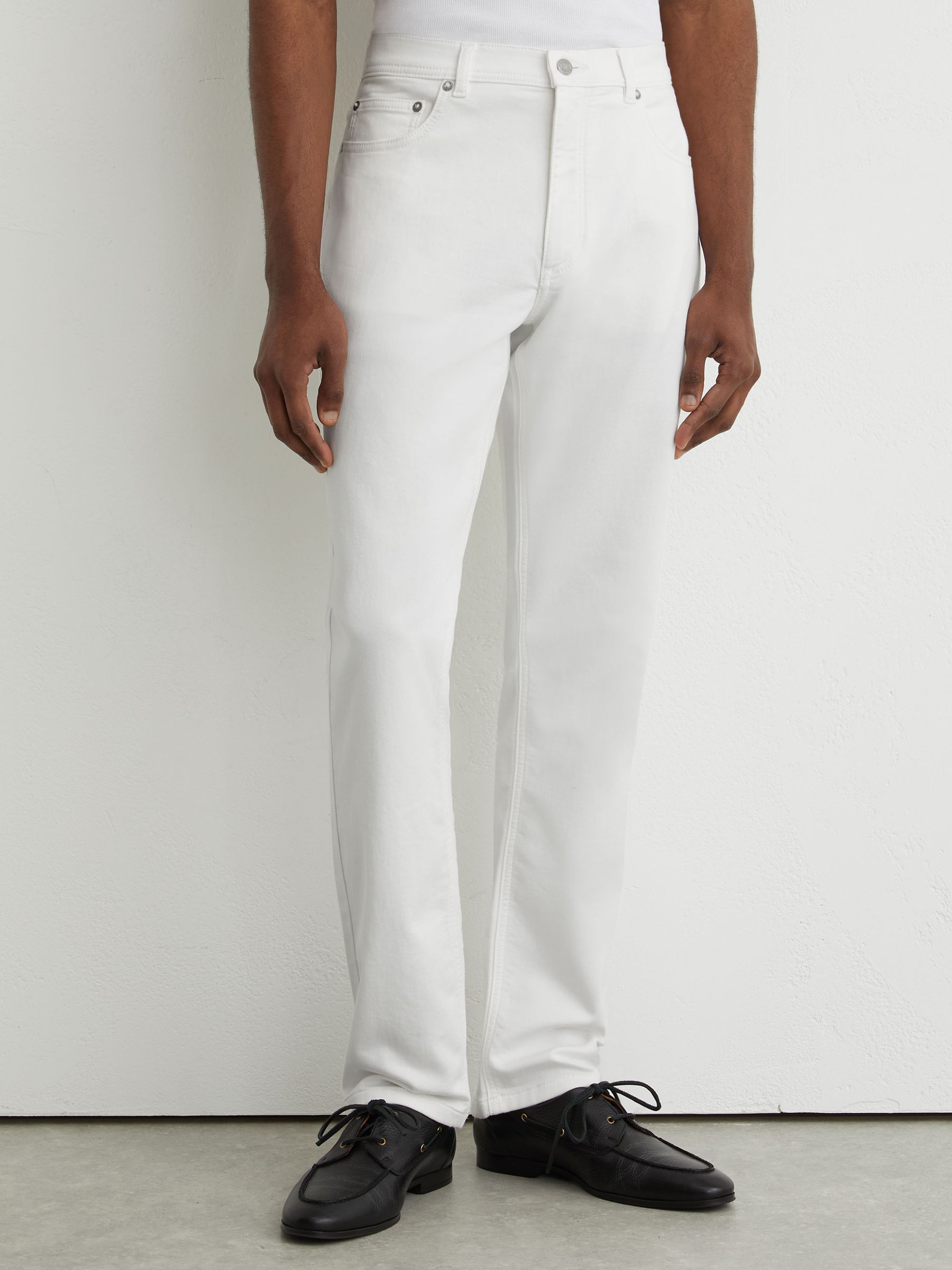 Soft-Stretch Straight-Leg Jeans in White - Image 4 of 7