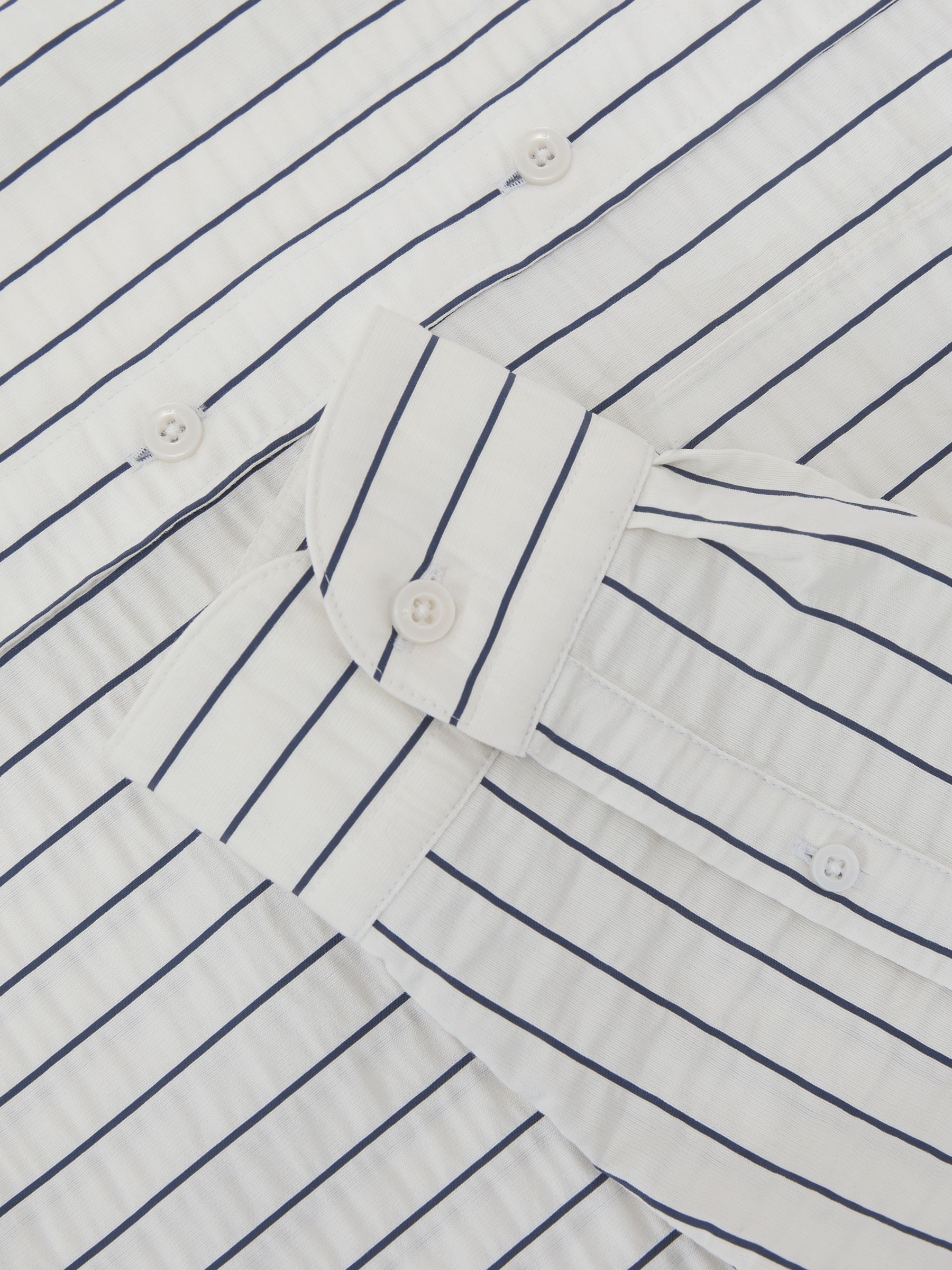 Modal-Blend Seersucker Pinstripe Shirt Regular-Fit in White/Blue - image 4