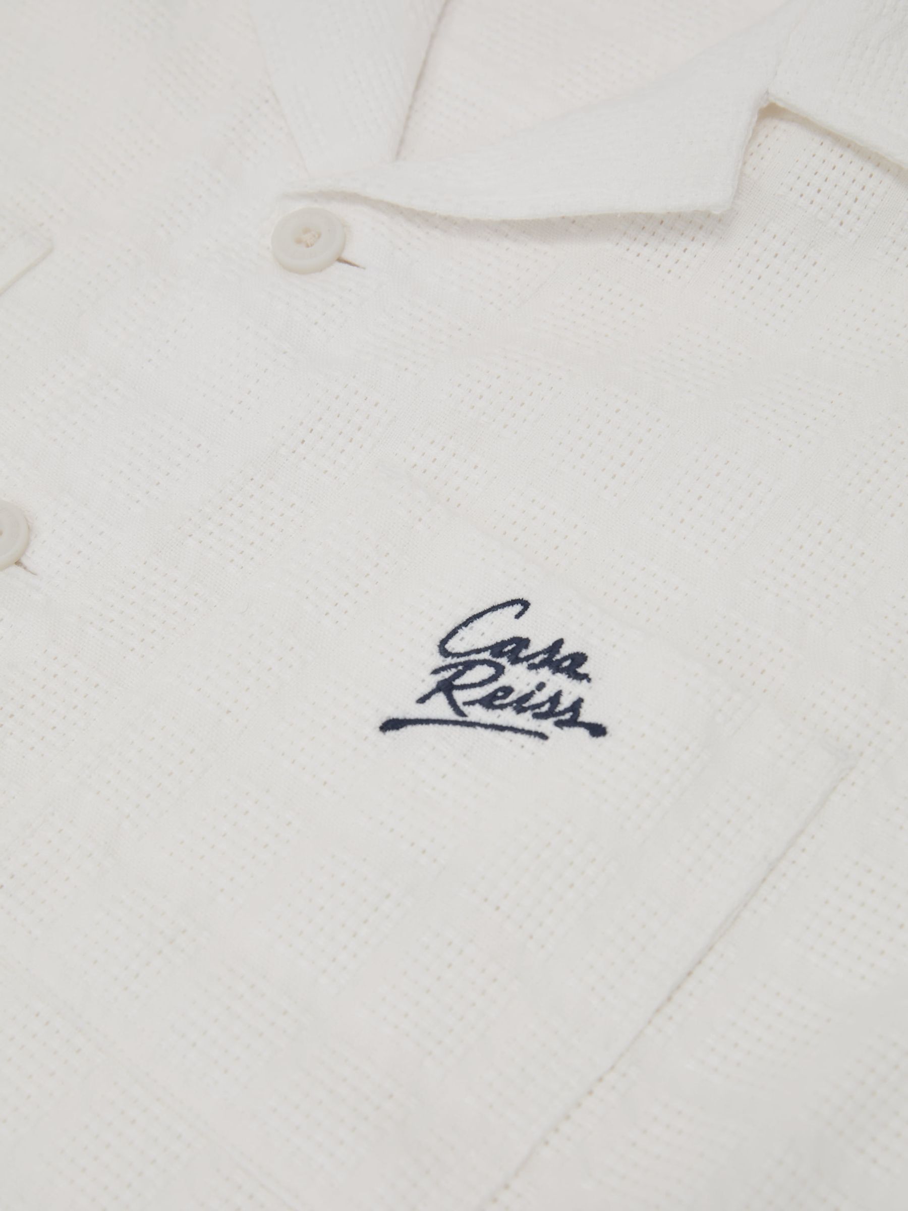 Cotton Textured Four-Pocket Logo Shirt in White - Image 6 of 6