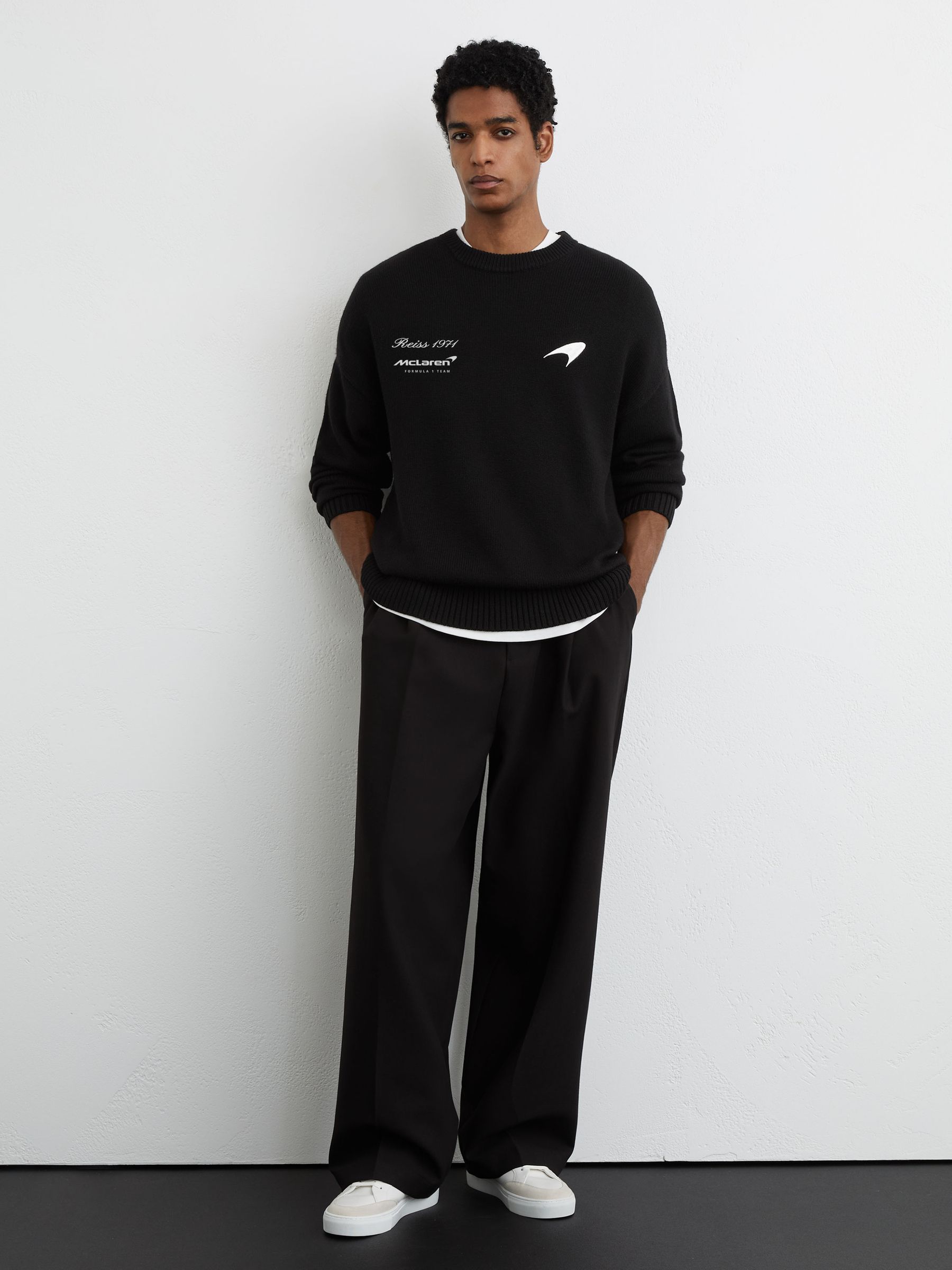 McLaren Racing Merino Motorsport Black Jumper in Black - Image 5 of 6