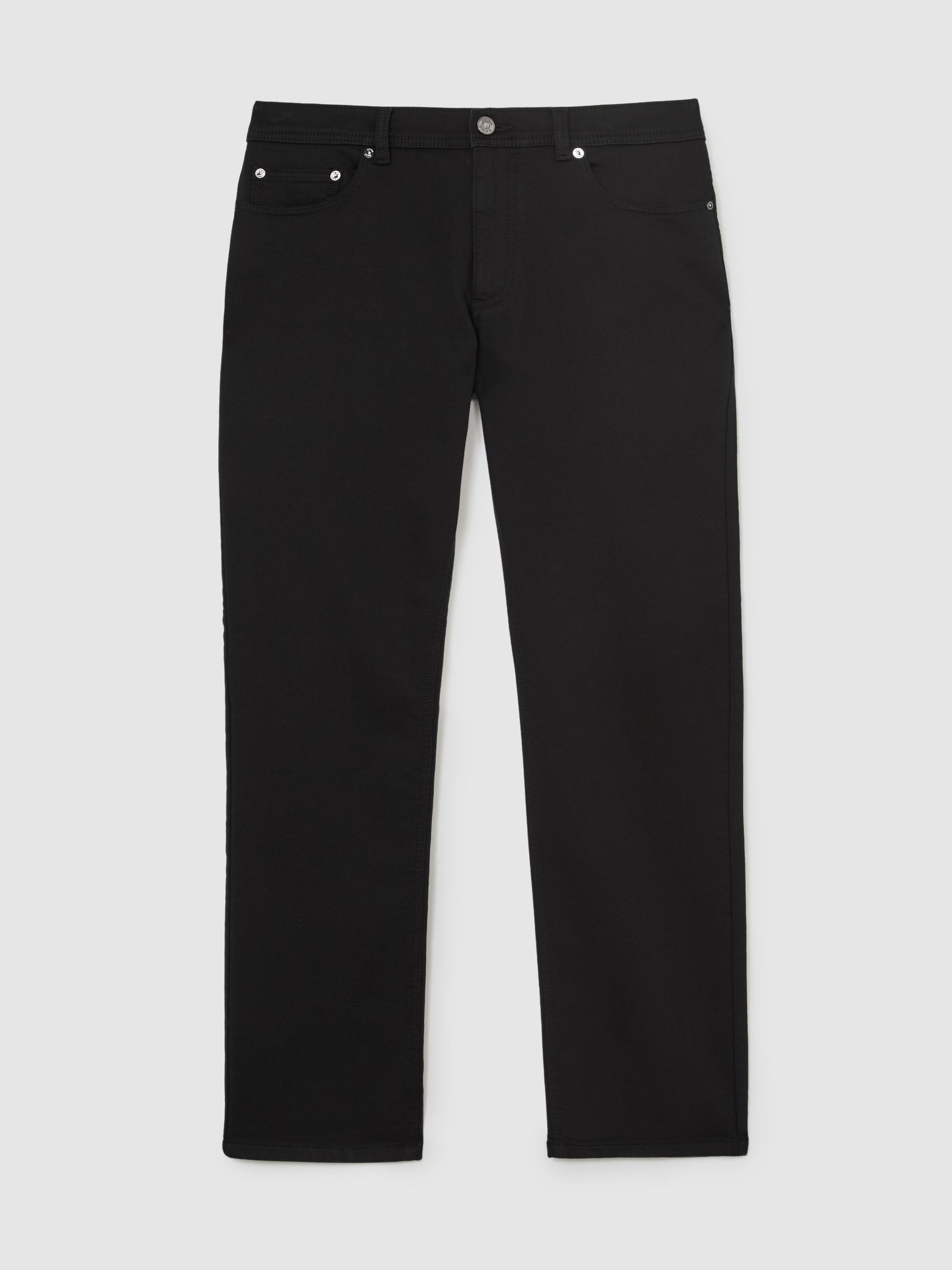 Soft-Stretch Straight-Leg Jeans in Solid Black - image 1