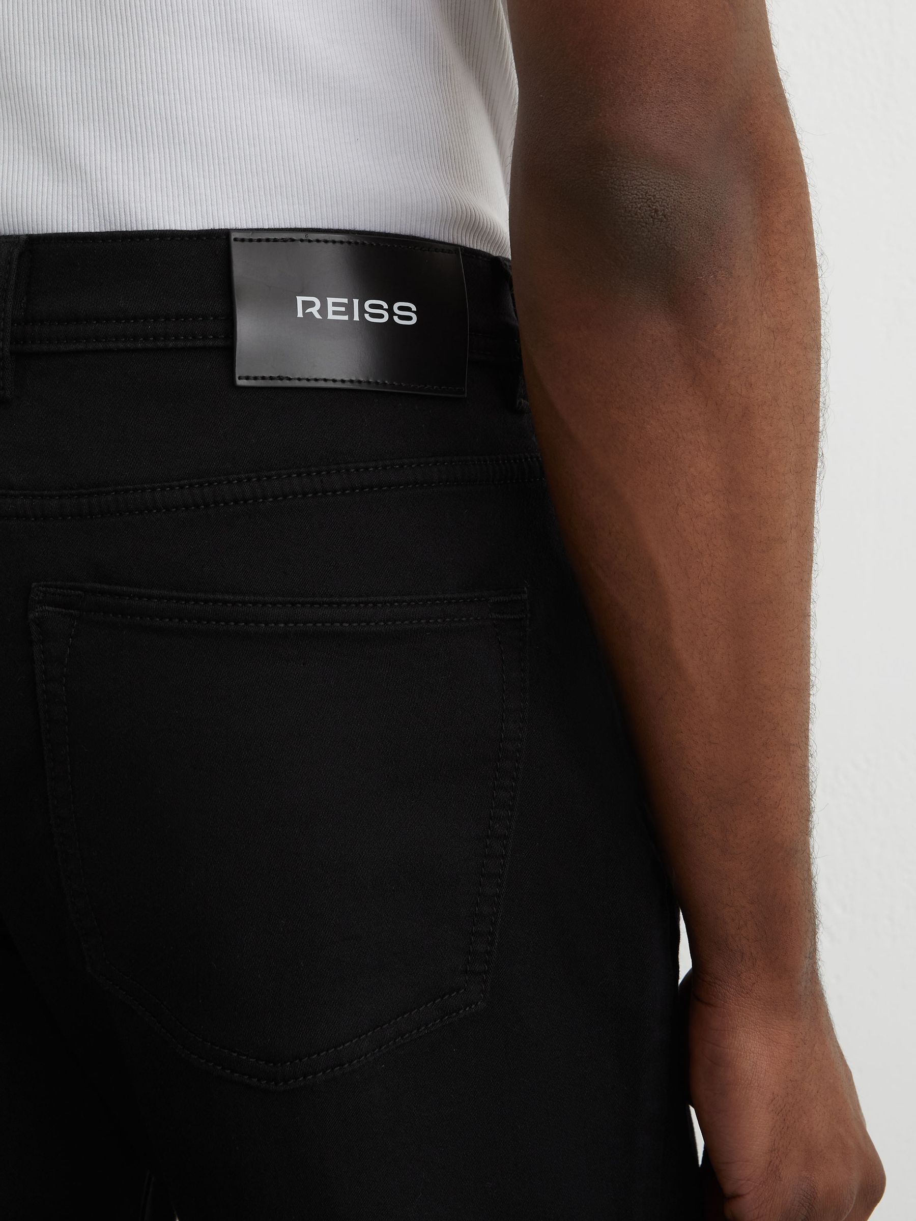 Soft-Stretch Straight-Leg Jeans in Solid Black - Image 6 of 7