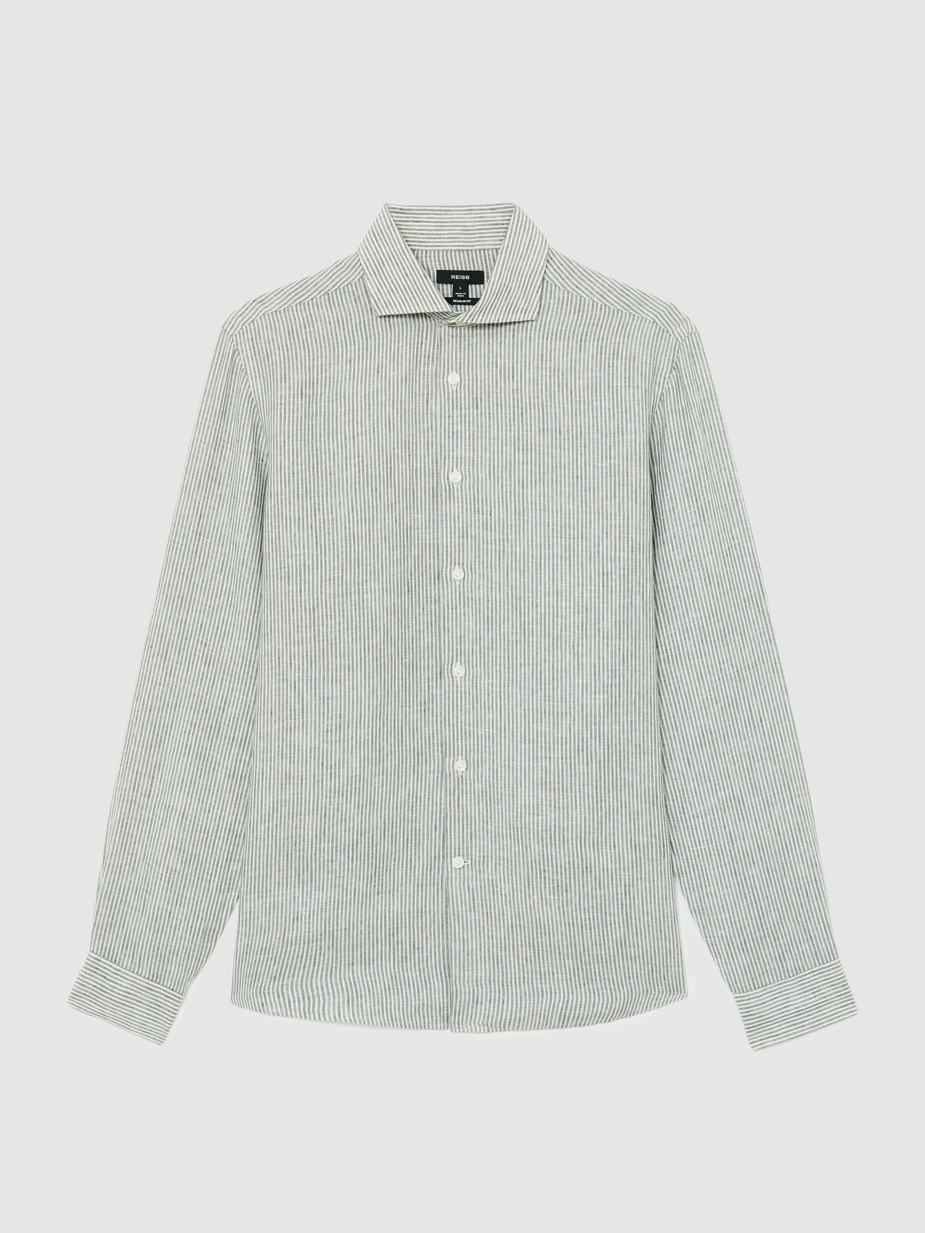 Shirt in Dark Sage/White Fine Stripe - Image 2 of 6