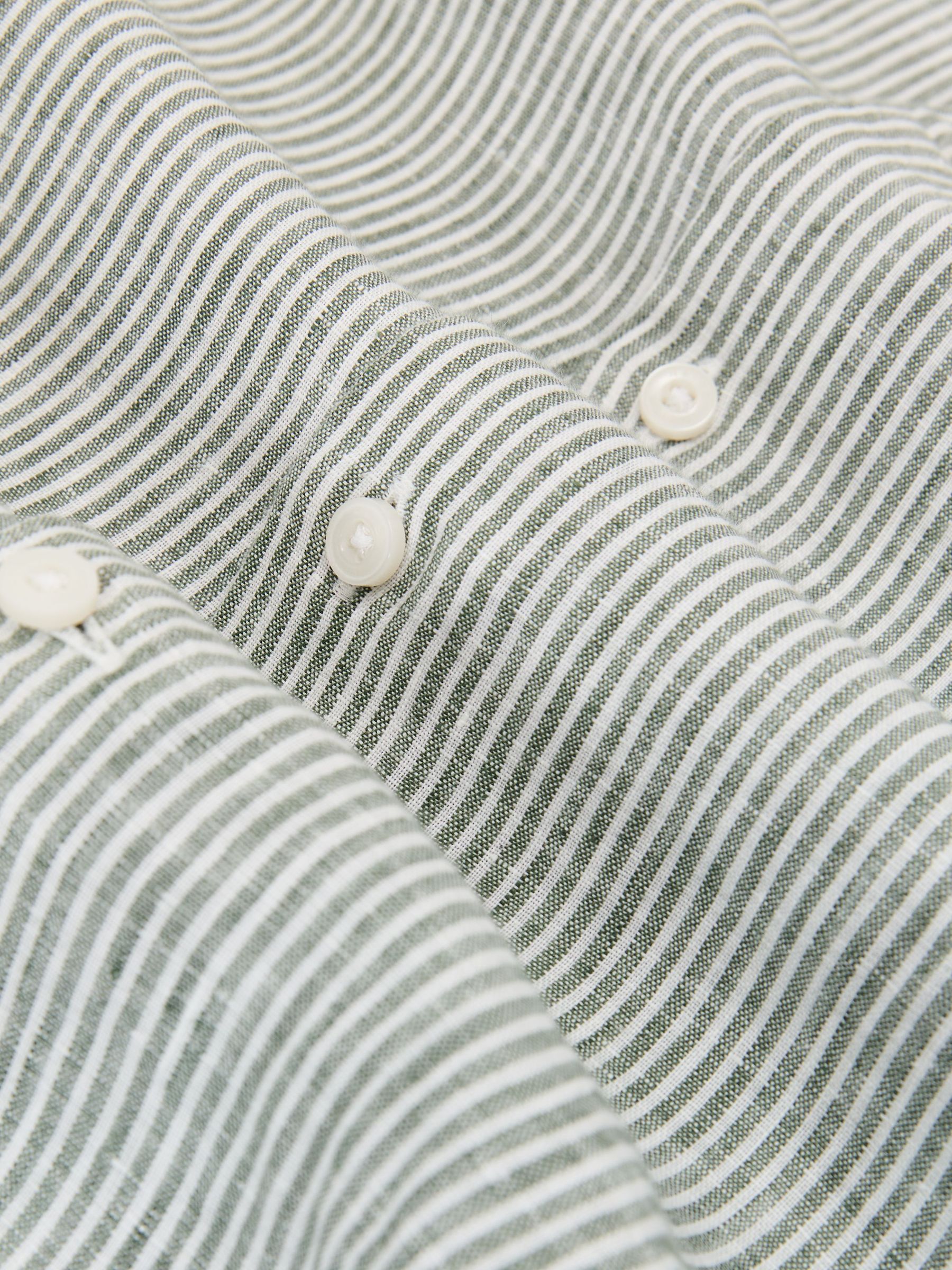 Shirt in Dark Sage/White Fine Stripe - Image 6 of 6