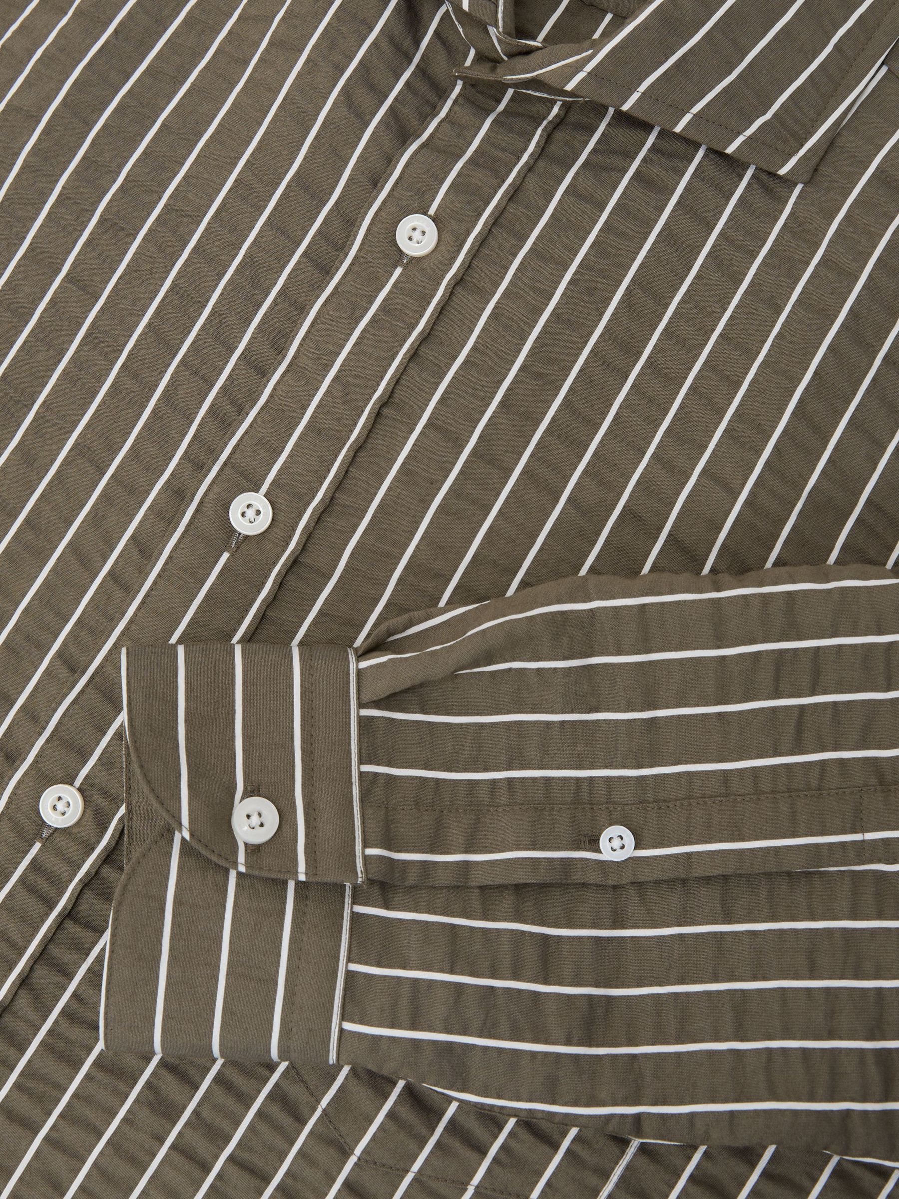 Modal-Blend Seersucker Pinstripe Shirt Regular-Fit in Vintage Green - image 4